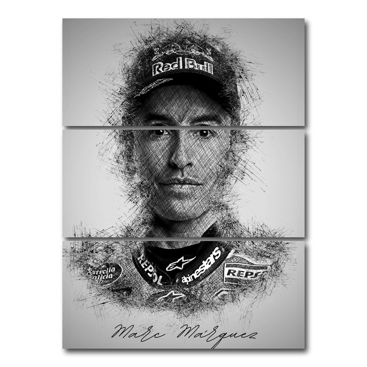 AUTO-MOCKUP WHITE | Marc Marquez | 3 Piece | Gallery Wrap Canvas | group=8x18_stacked
