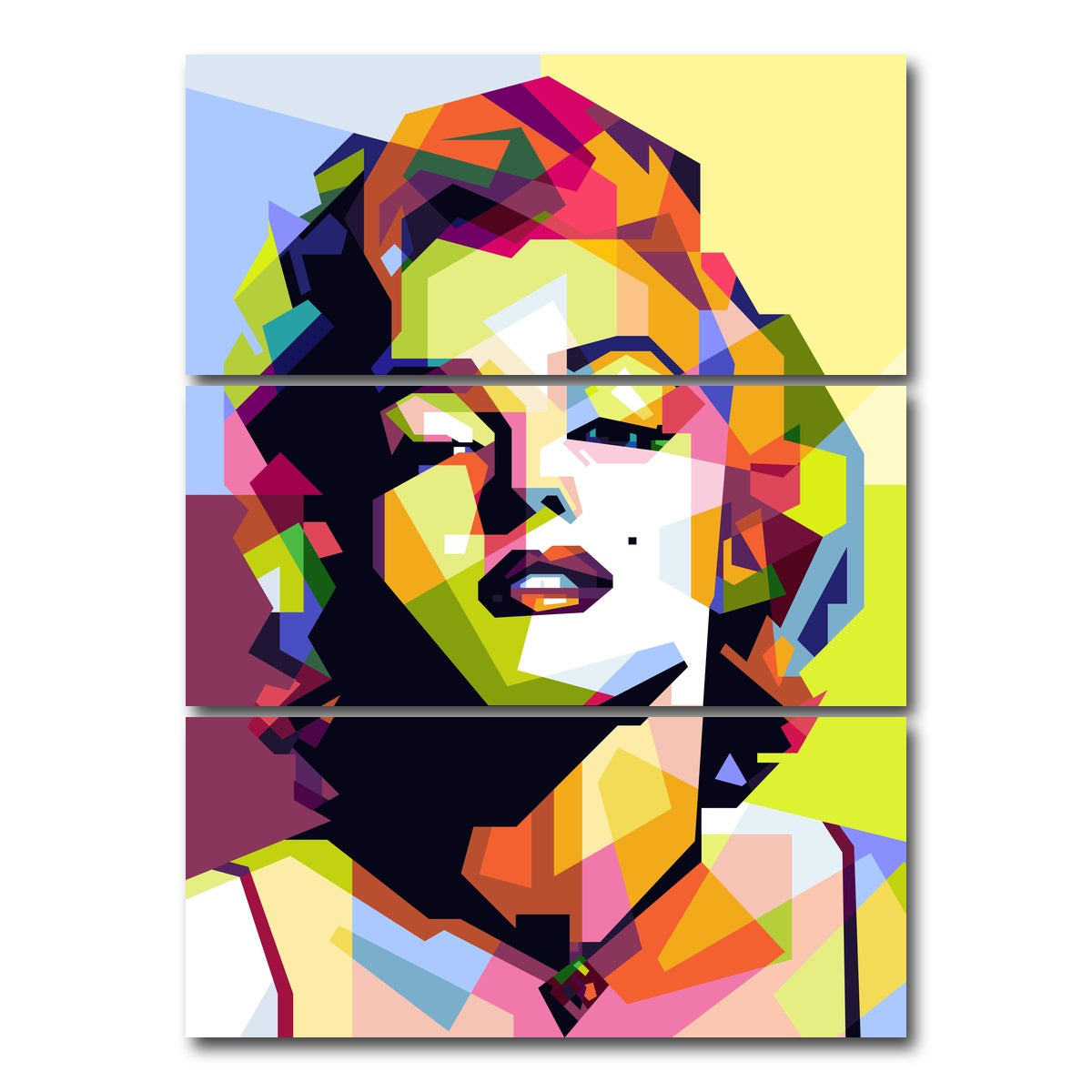 AUTO-MOCKUP WHITE | Marilyn Monroe Pop Art | 3 Piece | Gallery Wrap Canvas | group=8x18_stacked