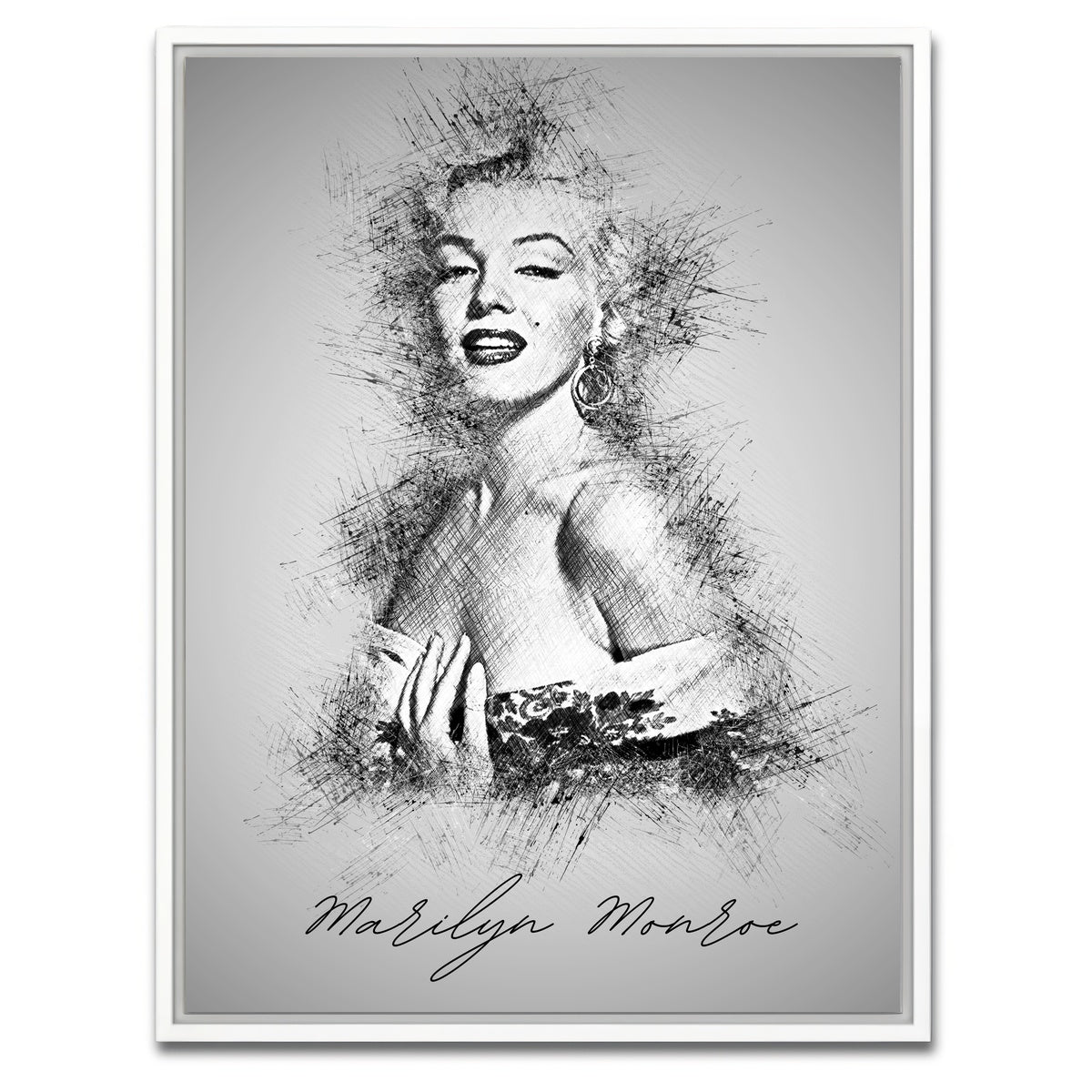 AUTO-MOCKUP WHITE | Marilyn Monroe Sketch | 1 Piece | White Framed Canvas | group=3x4