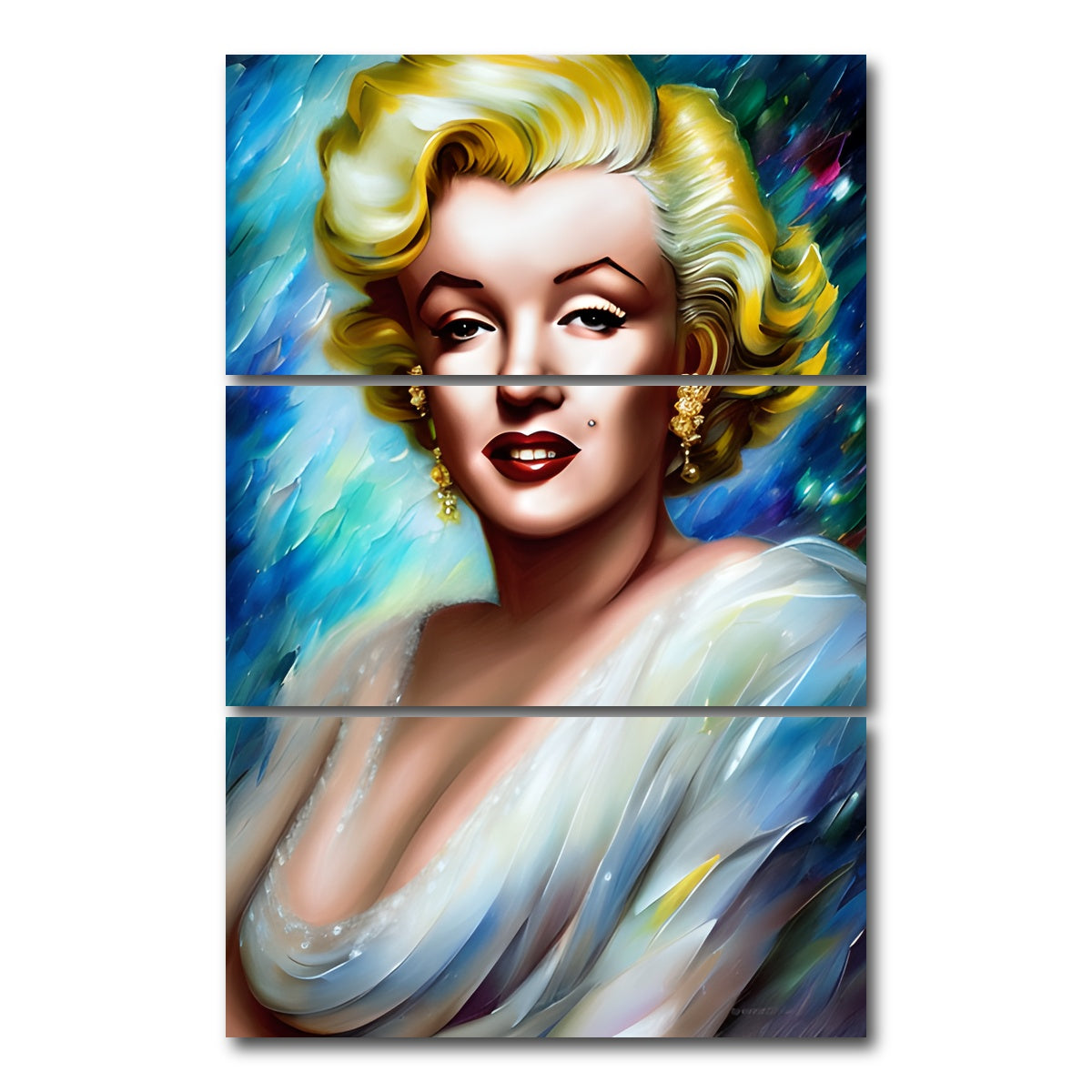 AUTO-MOCKUP WHITE | Marilyn Monroe | 3 Piece | Gallery Wrap Canvas | group=12x24_stacked