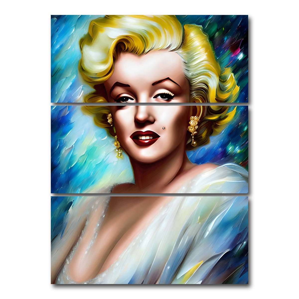 AUTO-MOCKUP WHITE | Marilyn Monroe | 3 Piece | Gallery Wrap Canvas | group=8x18_stacked