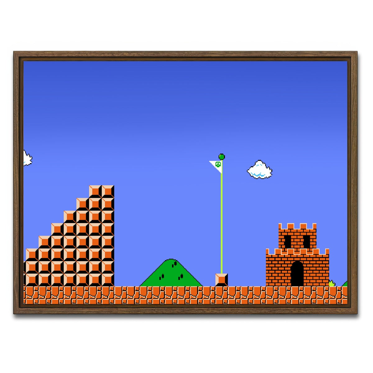 AUTO-MOCKUP WHITE | Mario Bros Finish Line | 1 Piece | Walnut Framed Canvas | group=4x3
