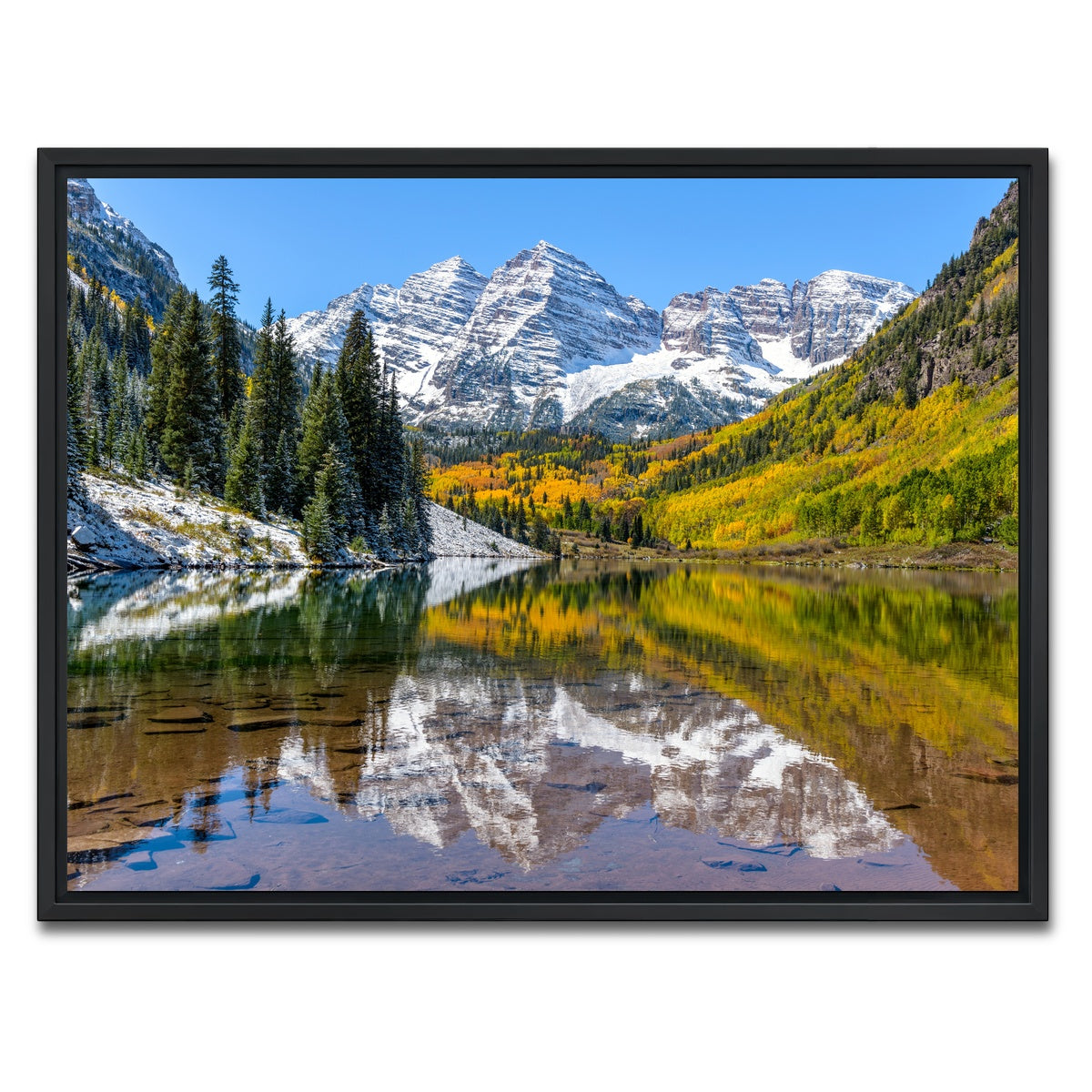 AUTO-MOCKUP WHITE | Maroon Bells Snow Coated | 1 Piece | Black Framed Canvas | group=4x3