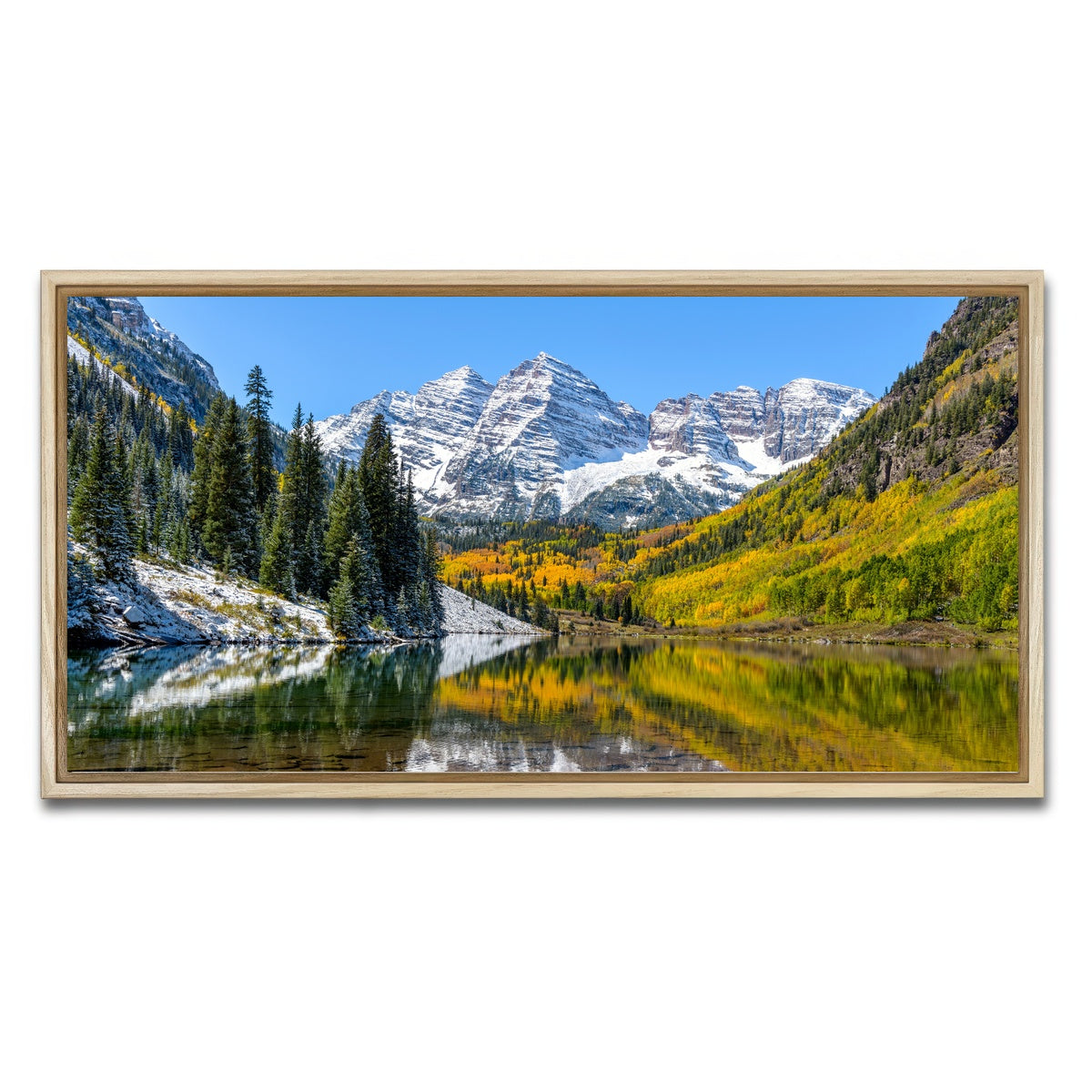 AUTO-MOCKUP WHITE | Maroon Bells Snow Coated | 1 Piece | Natural Framed Canvas | group=2x1