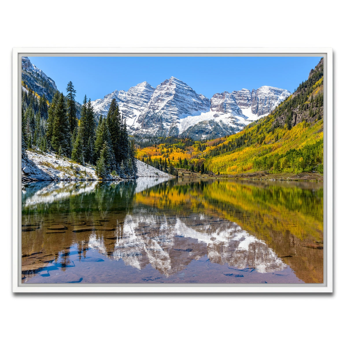 AUTO-MOCKUP WHITE | Maroon Bells Snow Coated | 1 Piece | White Framed Canvas | group=4x3