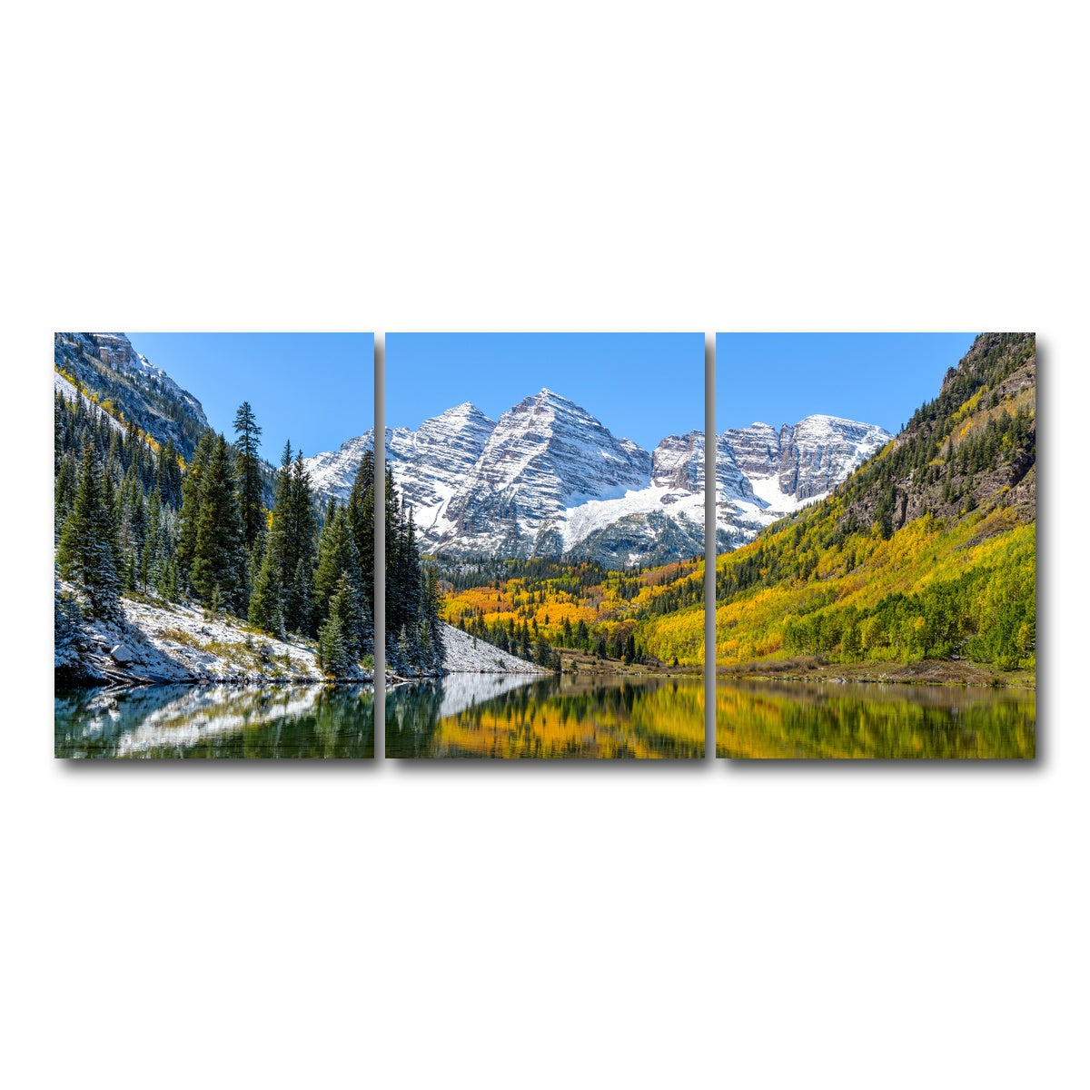 AUTO-MOCKUP WHITE | Maroon Bells Snow Coated | 3 Piece | Gallery Wrap Canvas | group=18x24