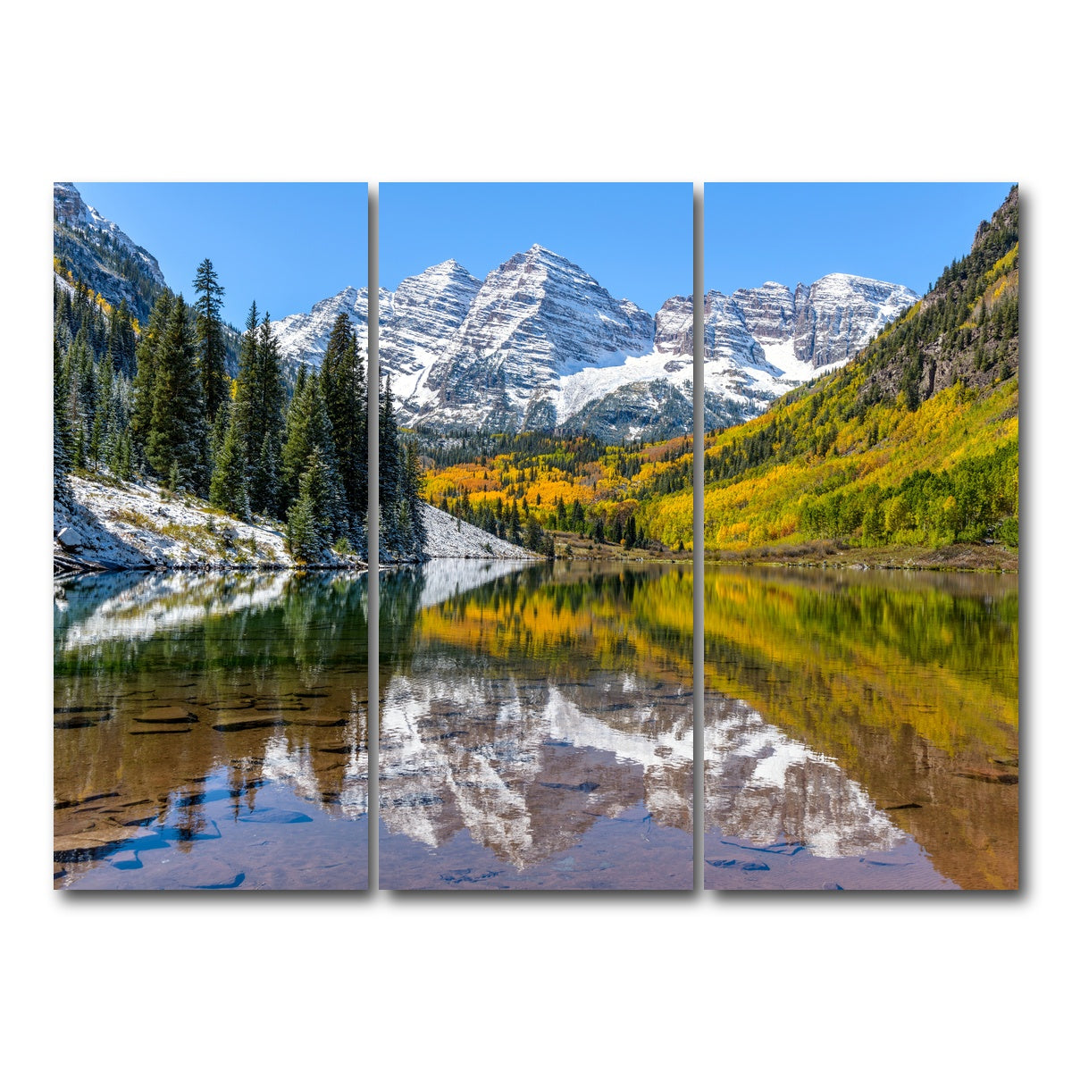 AUTO-MOCKUP WHITE | Maroon Bells Snow Coated | 3 Piece | Gallery Wrap Canvas | group=8x18