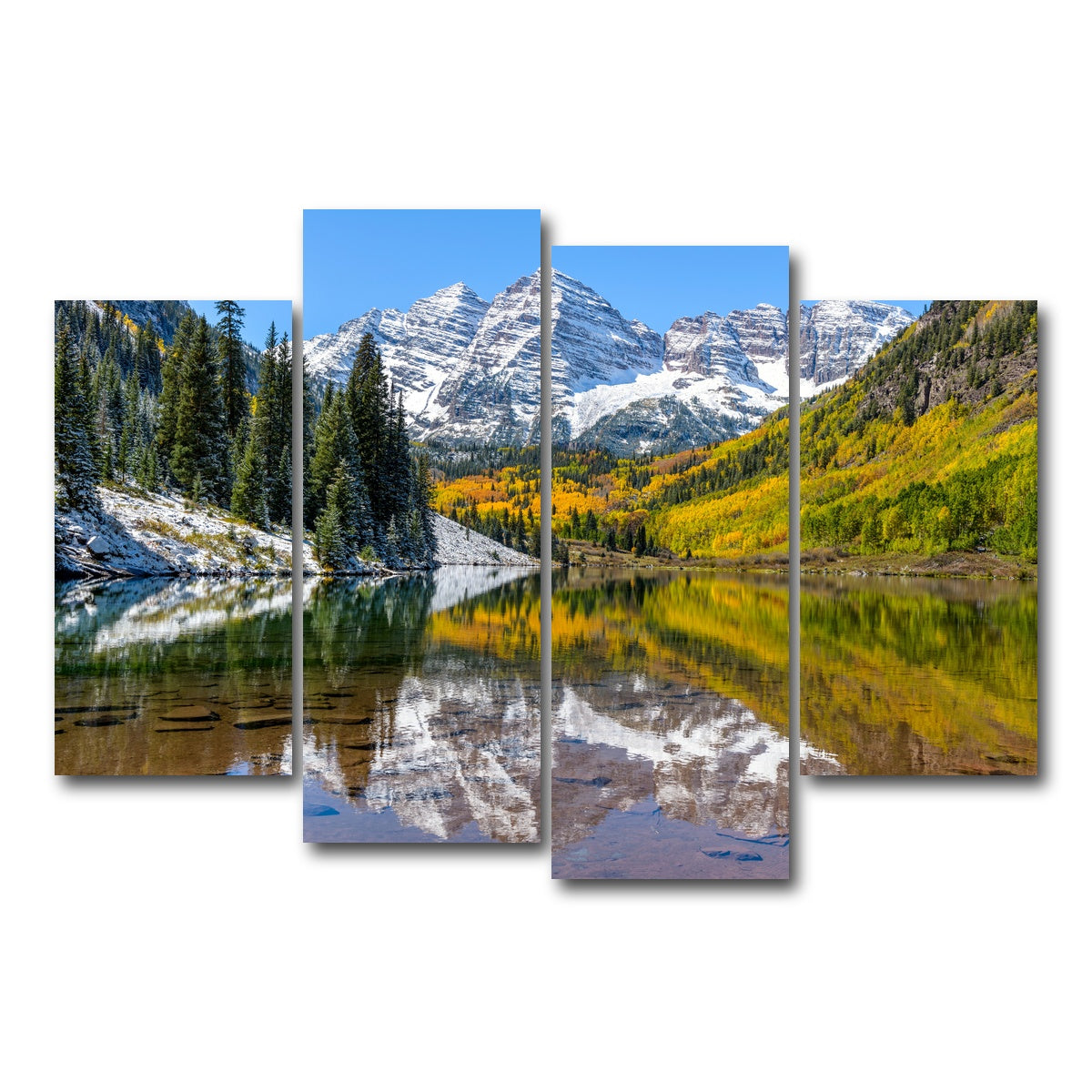 AUTO-MOCKUP WHITE | Maroon Bells Snow Coated | 4 Piece | Gallery Wrap Canvas | group=4_short