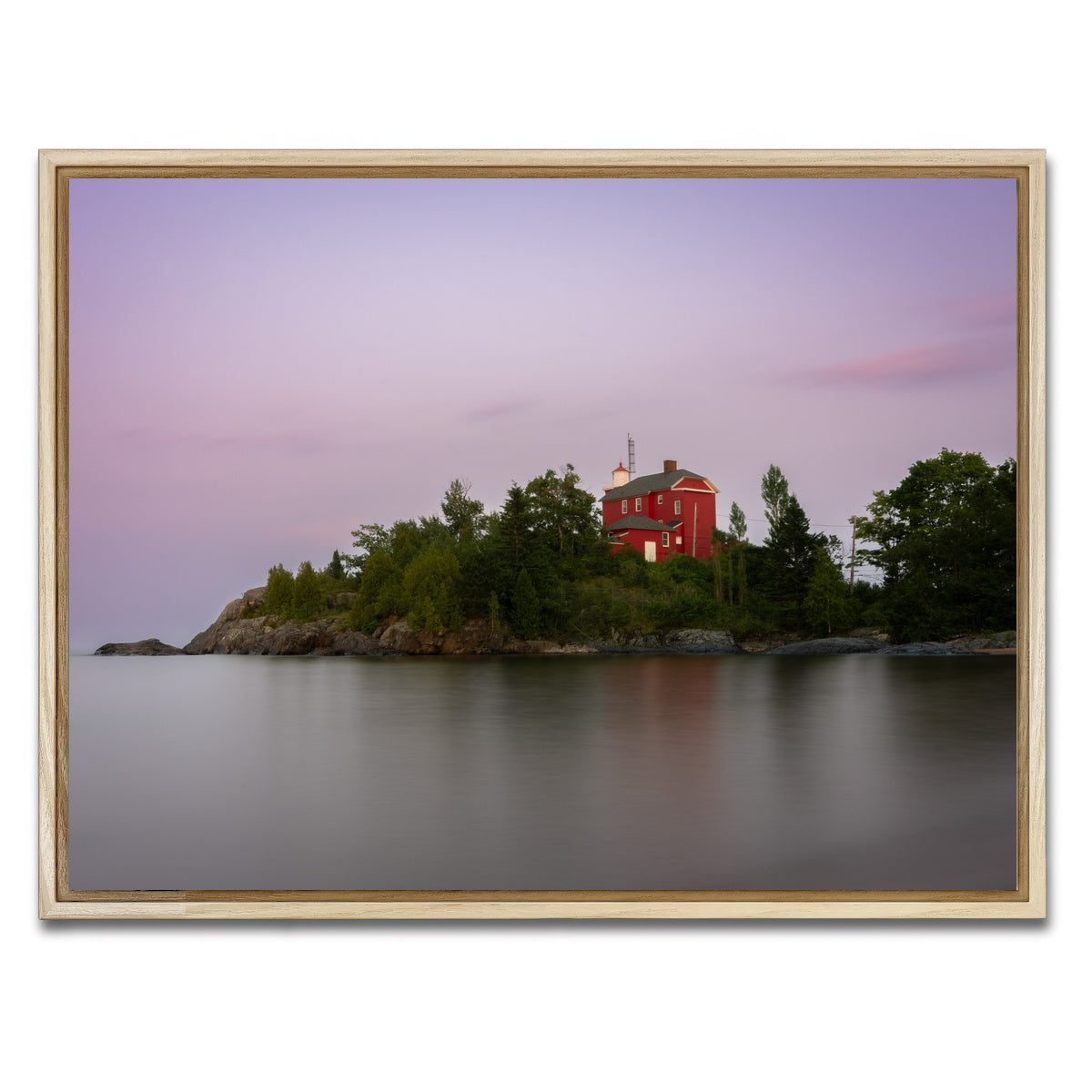 AUTO-MOCKUP WHITE | Marquette Harbor Lighthouse | 1 Piece | Natural Framed Canvas | group=4x3
