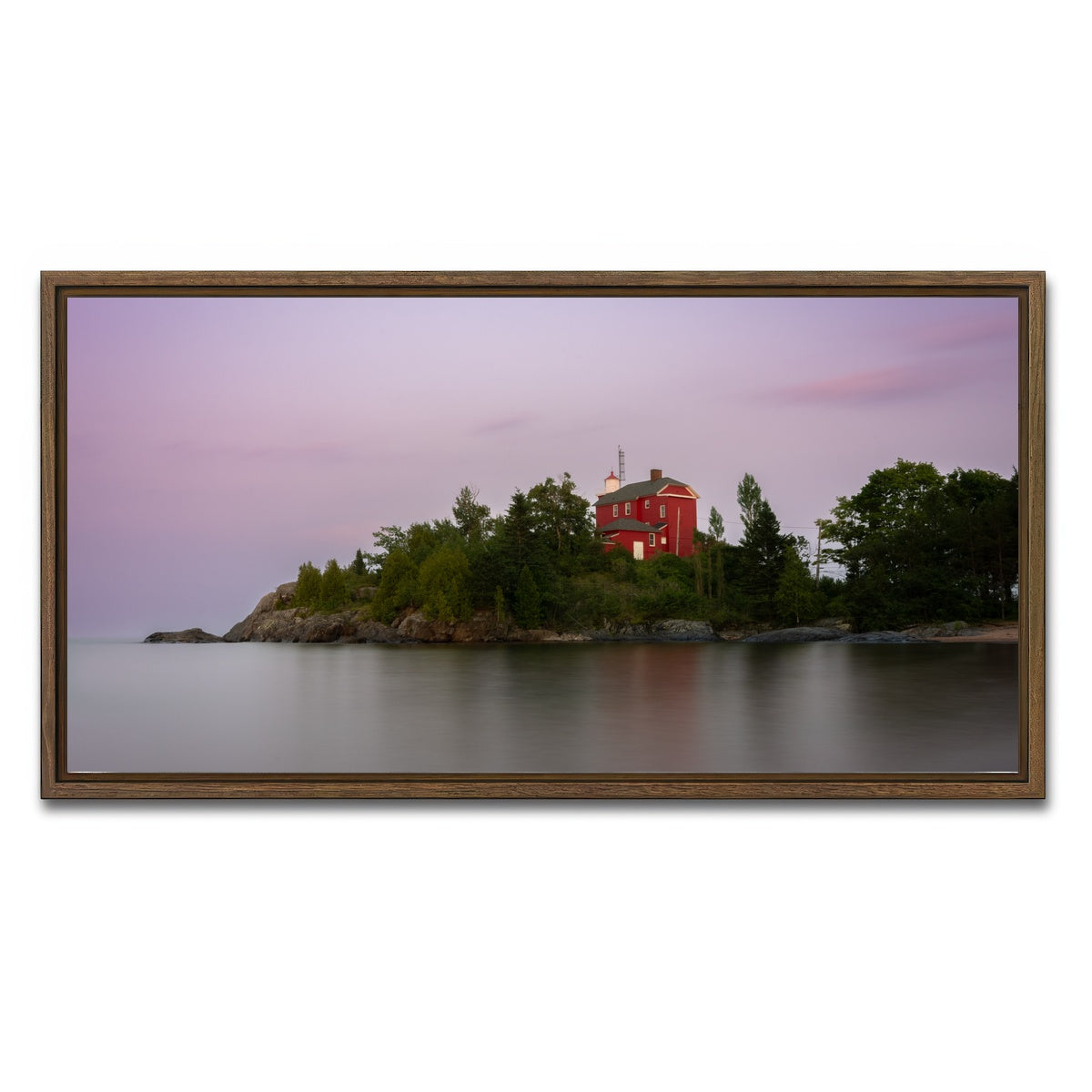 AUTO-MOCKUP WHITE | Marquette Harbor Lighthouse | 1 Piece | Walnut Framed Canvas | group=2x1