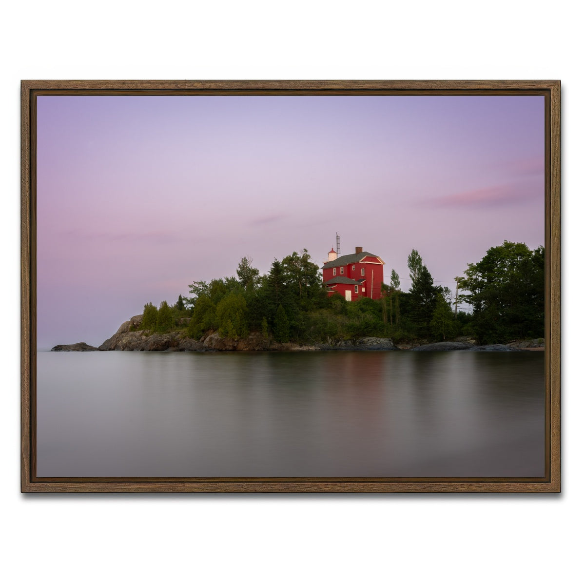 AUTO-MOCKUP WHITE | Marquette Harbor Lighthouse | 1 Piece | Walnut Framed Canvas | group=4x3