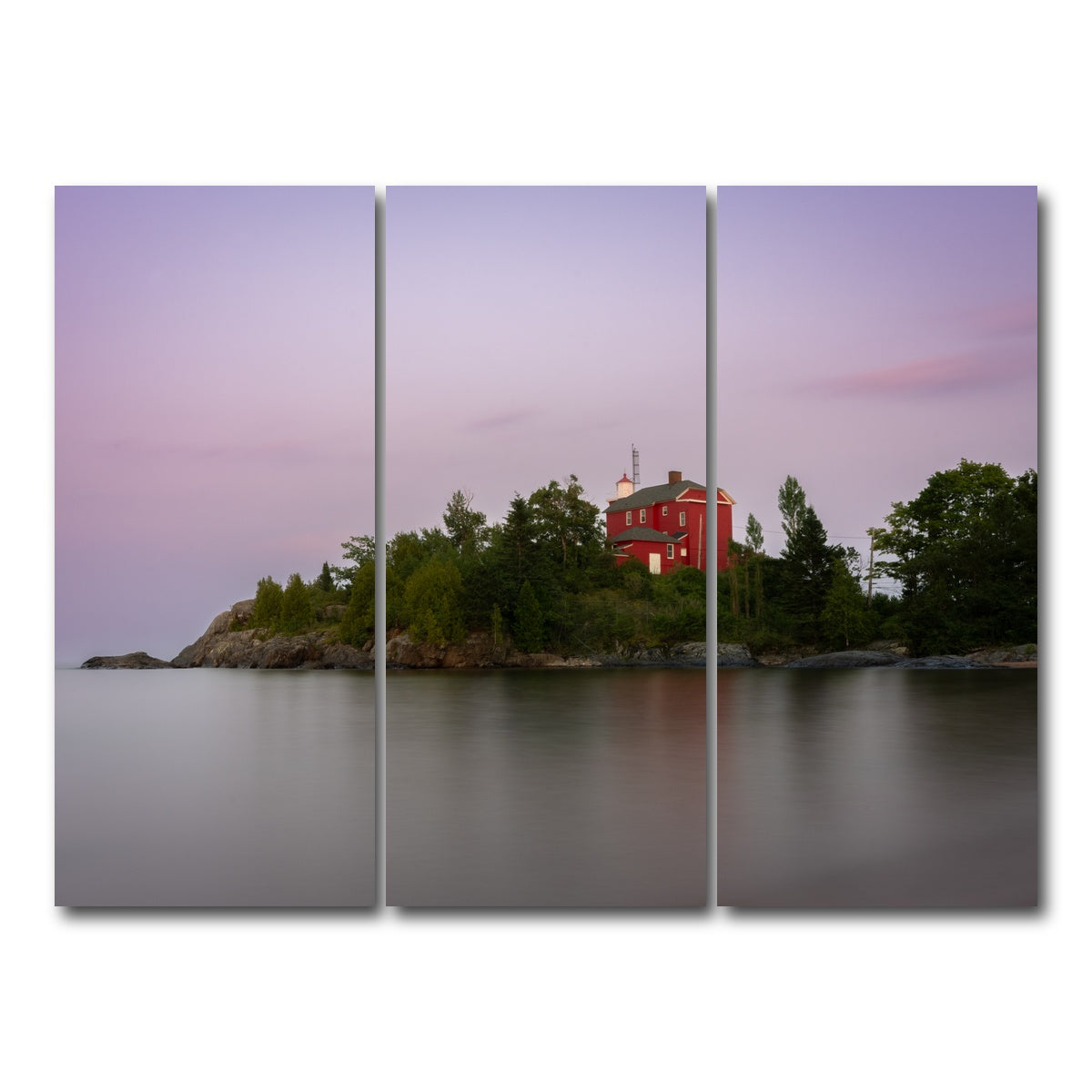 AUTO-MOCKUP WHITE | Marquette Harbor Lighthouse | 3 Piece | Gallery Wrap Canvas | group=8x18