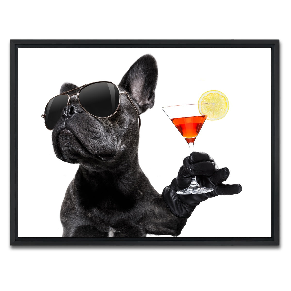 AUTO-MOCKUP WHITE | Martini Dog | 1 Piece | Black Framed Canvas | group=4x3