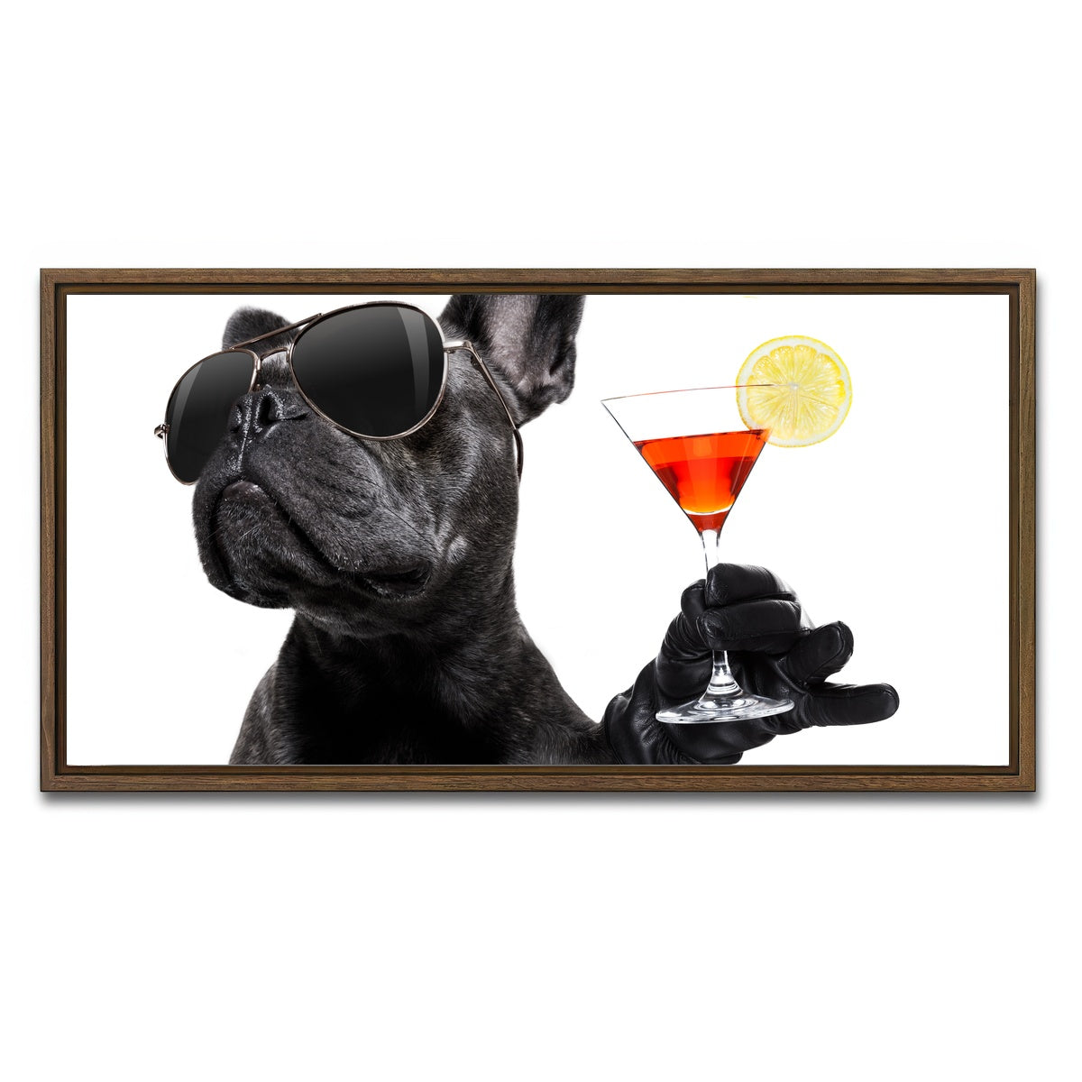 AUTO-MOCKUP WHITE | Martini Dog | 1 Piece | Walnut Framed Canvas | group=2x1