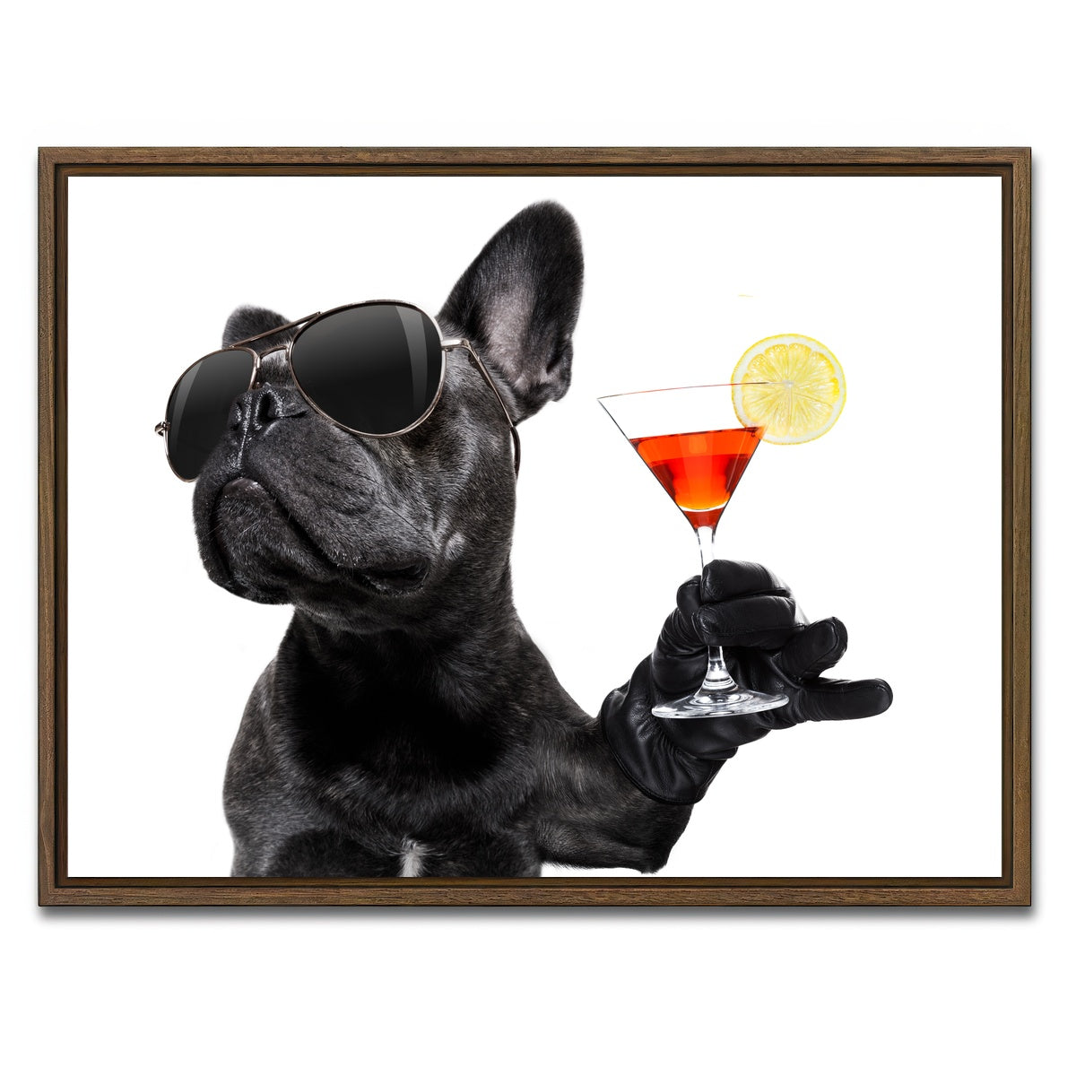 AUTO-MOCKUP WHITE | Martini Dog | 1 Piece | Walnut Framed Canvas | group=4x3