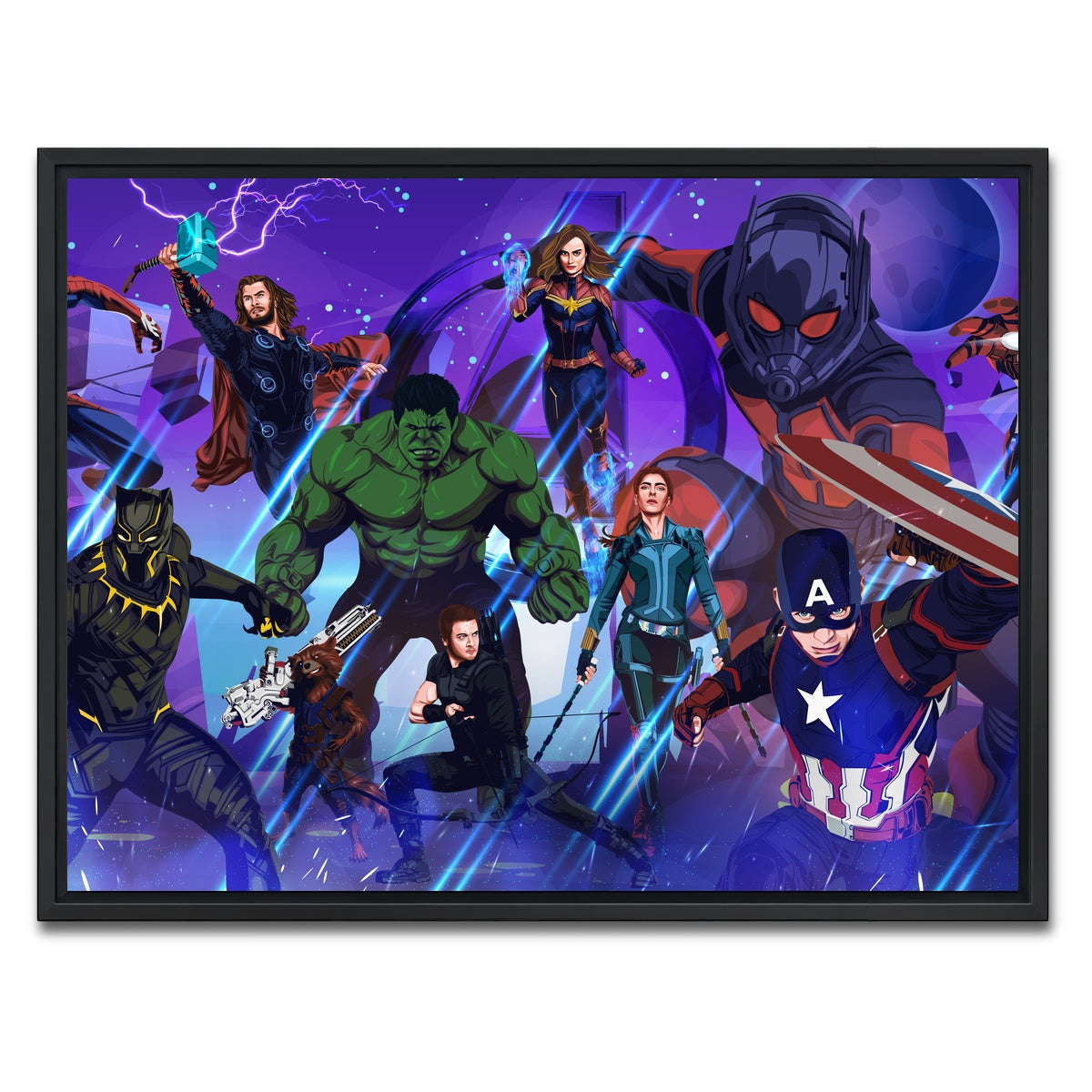 AUTO-MOCKUP WHITE | Marvel Character Collage | 1 Piece | Black Framed Canvas | group=4x3