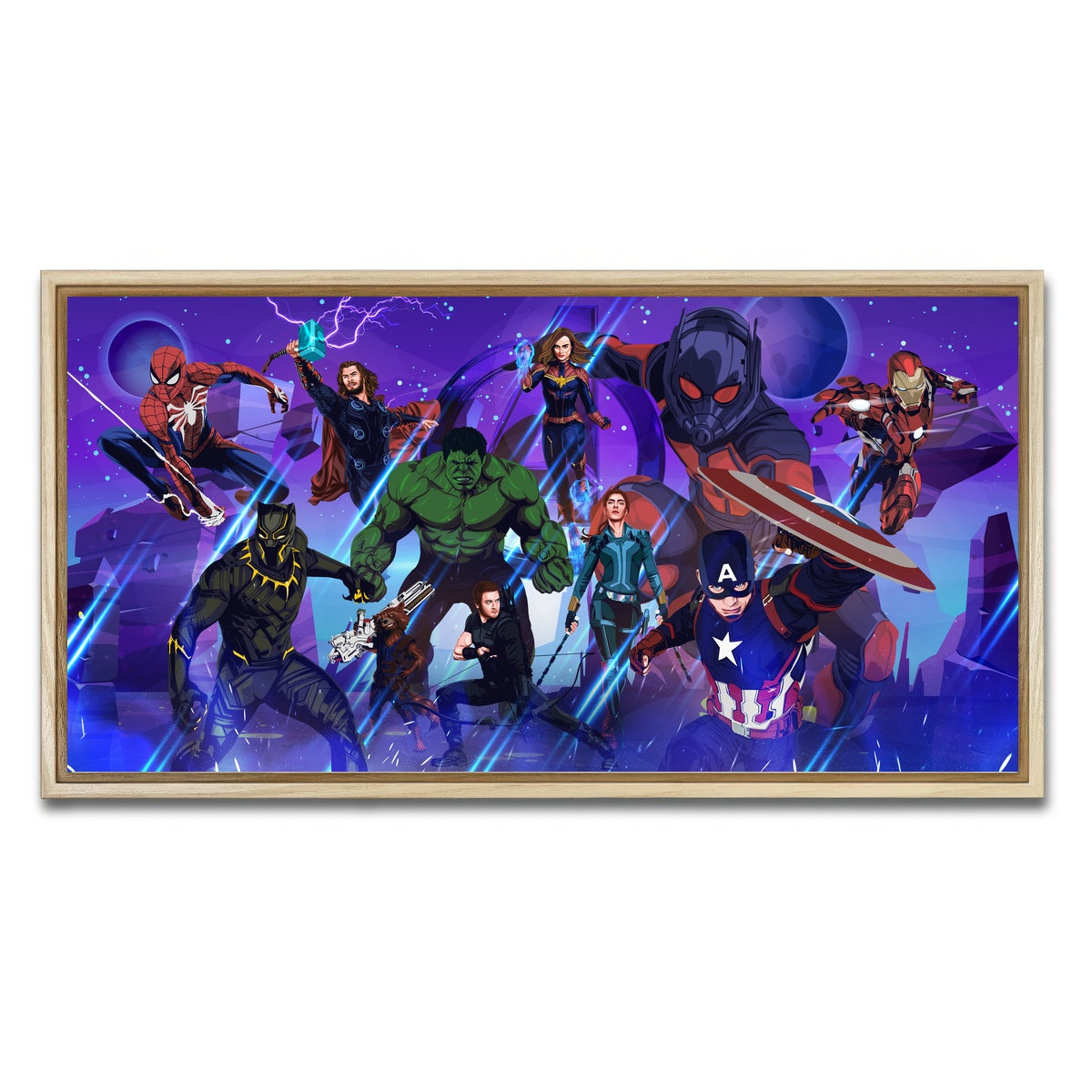 AUTO-MOCKUP WHITE | Marvel Character Collage | 1 Piece | Natural Framed Canvas | group=2x1