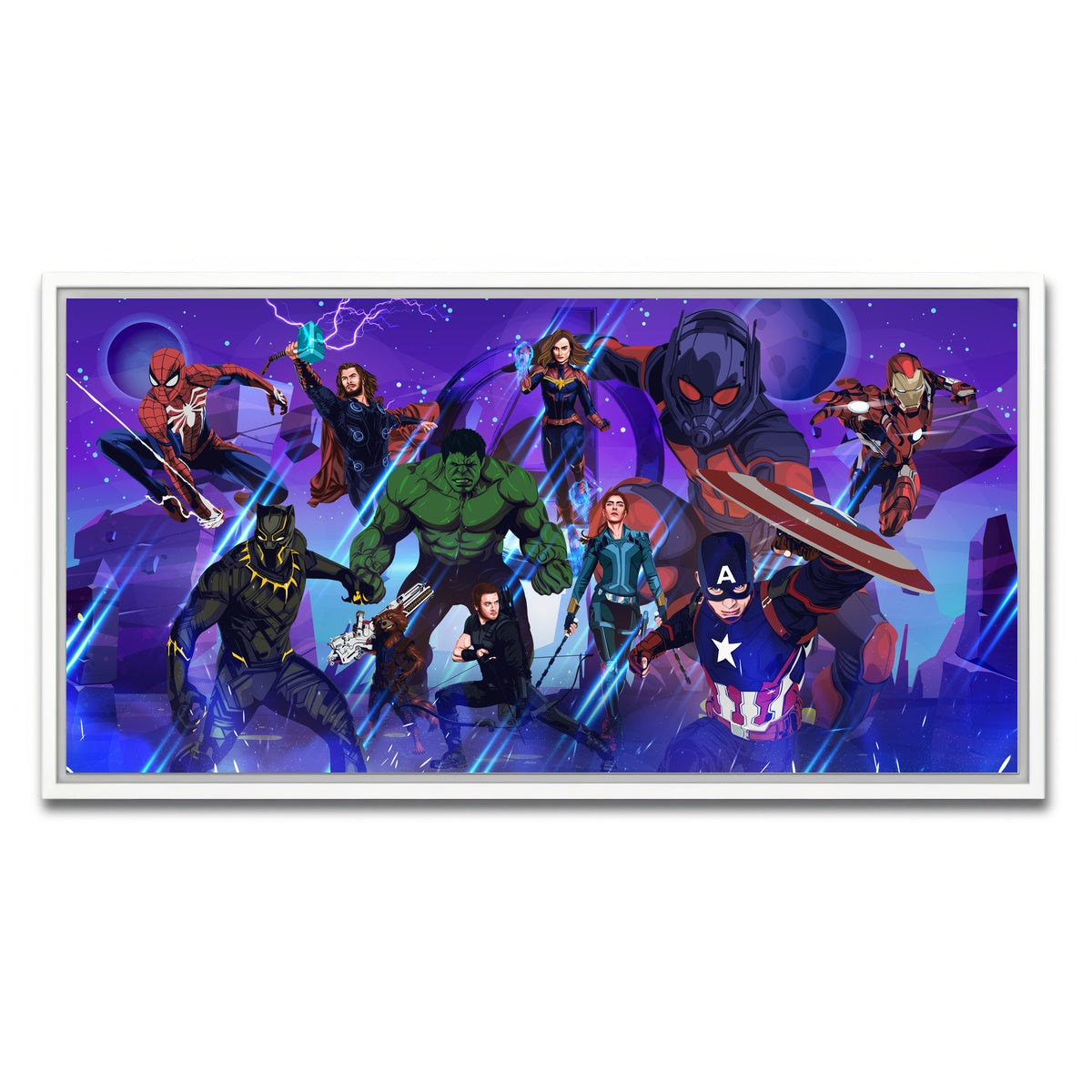 AUTO-MOCKUP WHITE | Marvel Character Collage | 1 Piece | White Framed Canvas | group=2x1