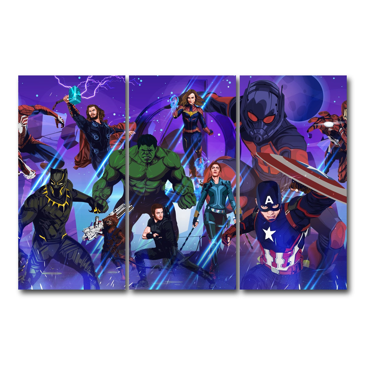 AUTO-MOCKUP WHITE | Marvel Character Collage | 3 Piece | Gallery Wrap Canvas | group=12x24