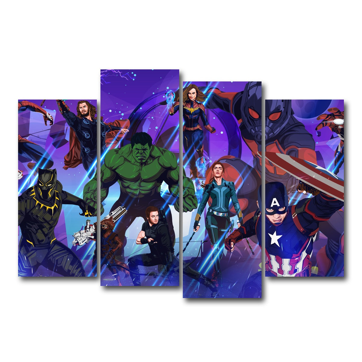 AUTO-MOCKUP WHITE | Marvel Character Collage | 4 Piece | Gallery Wrap Canvas | group=4_normal