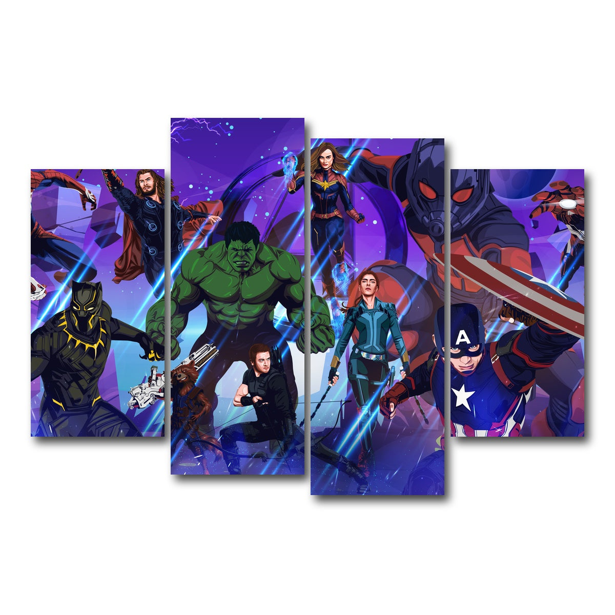 AUTO-MOCKUP WHITE | Marvel Character Collage | 4 Piece | Gallery Wrap Canvas | group=4_short