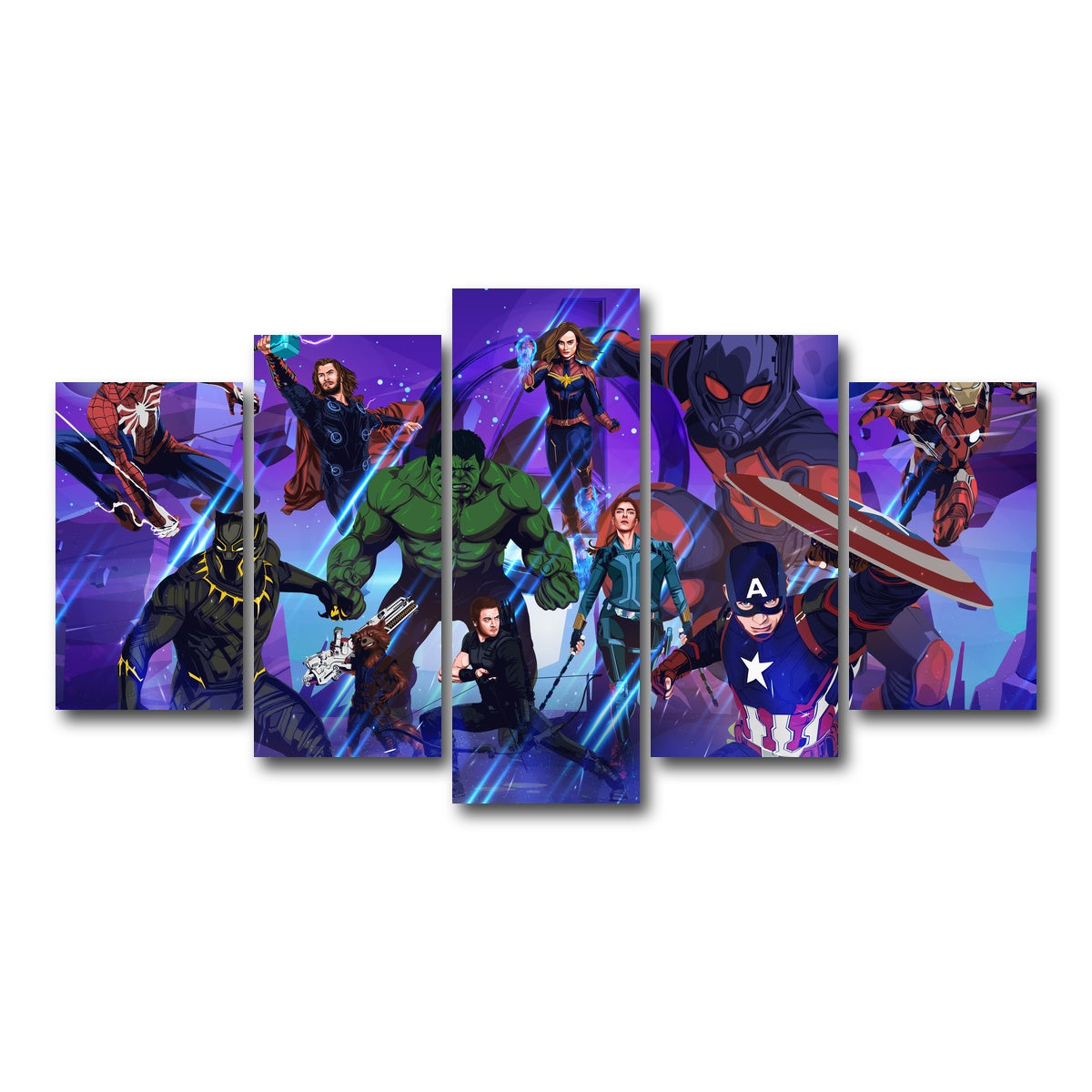 AUTO-MOCKUP WHITE | Marvel Character Collage | 5 Piece | Gallery Wrap Canvas | group=5_normal