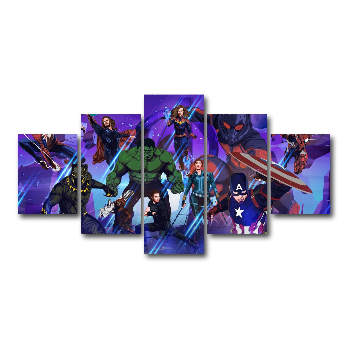 AUTO-MOCKUP WHITE | Marvel Character Collage | 5 Piece | Gallery Wrap Canvas | group=5_short