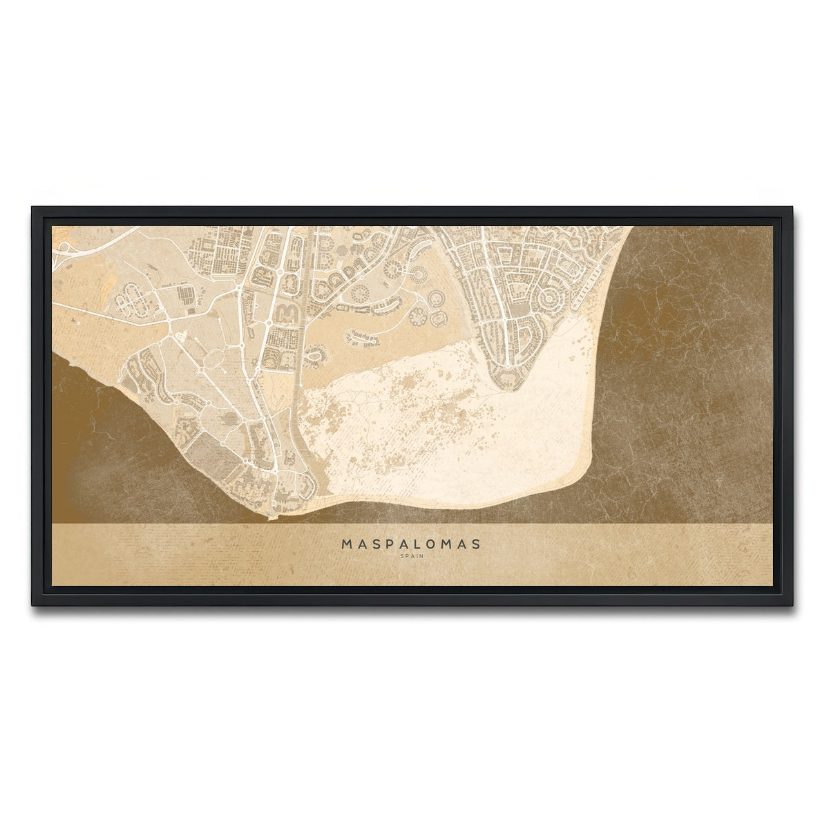 AUTO-MOCKUP WHITE | Maspalomas Map | 1 Piece | Black Framed Canvas | group=2x1