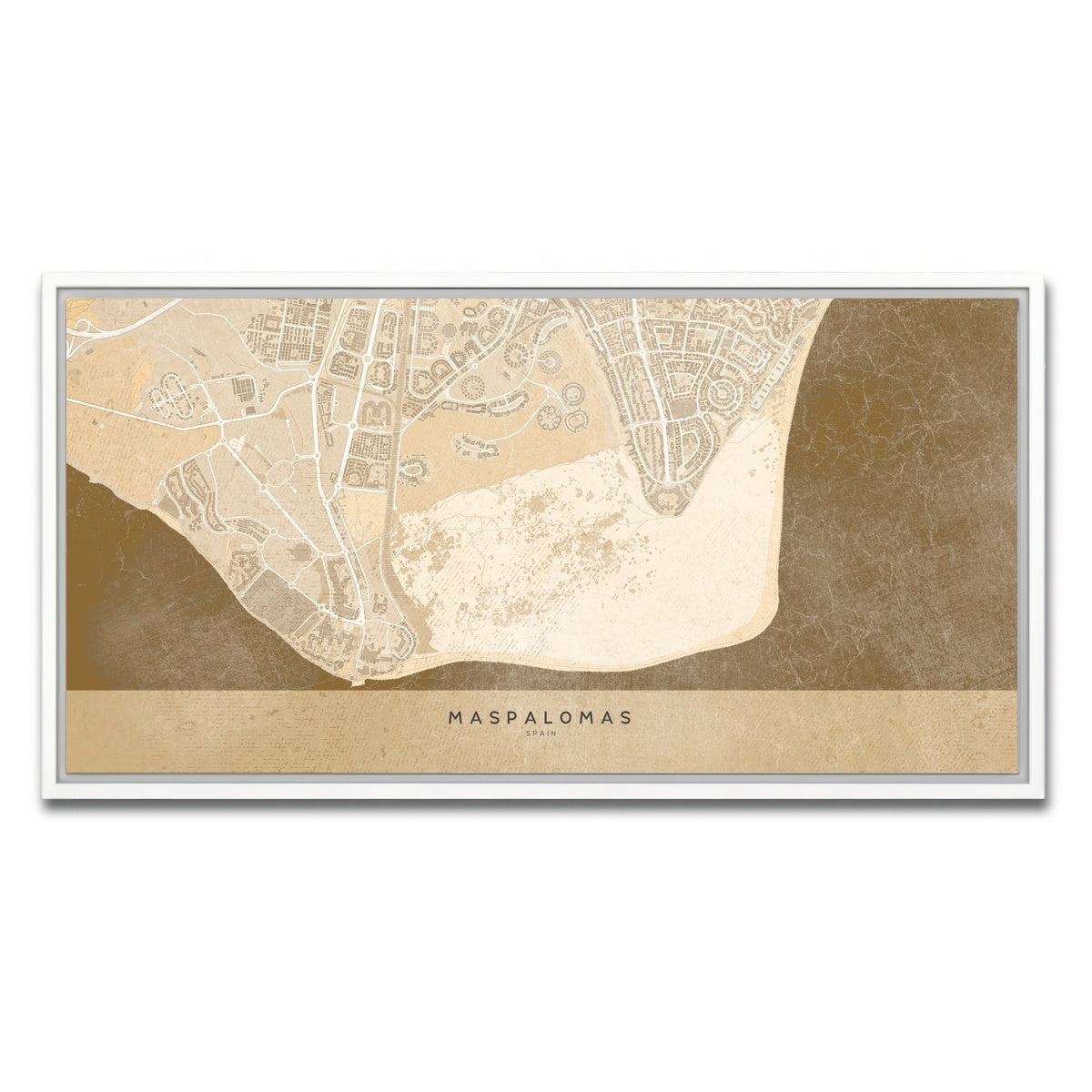 AUTO-MOCKUP WHITE | Maspalomas Map | 1 Piece | White Framed Canvas | group=2x1