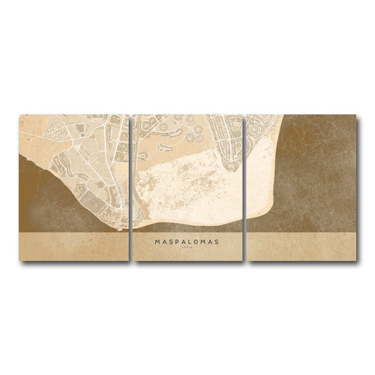 AUTO-MOCKUP WHITE | Maspalomas Map | 3 Piece | Gallery Wrap Canvas | group=18x24