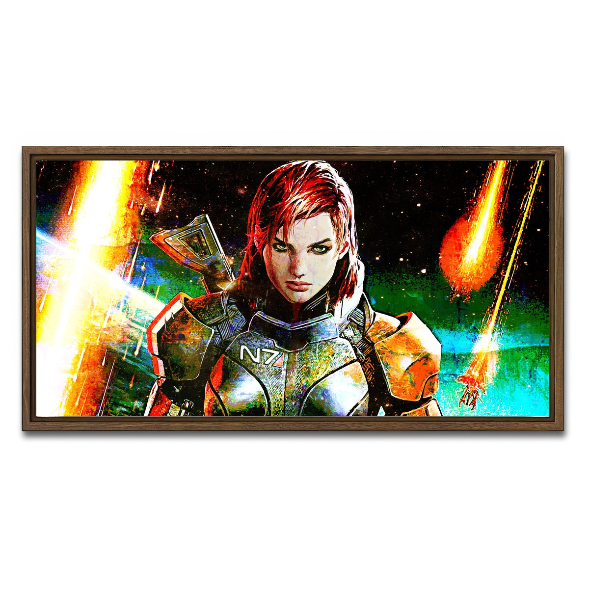 AUTO-MOCKUP WHITE | Mass Effect Femshep | 1 Piece | Walnut Framed Canvas | group=2x1