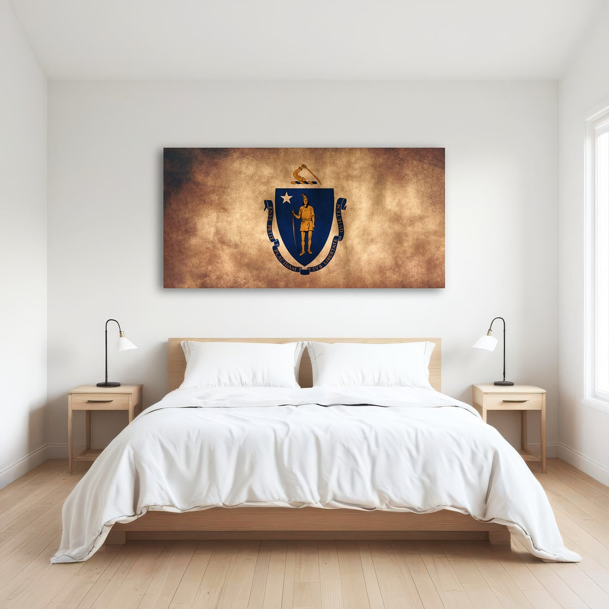 AUTO-MOCKUP ROOM | Massachusetts State Flag Grunge