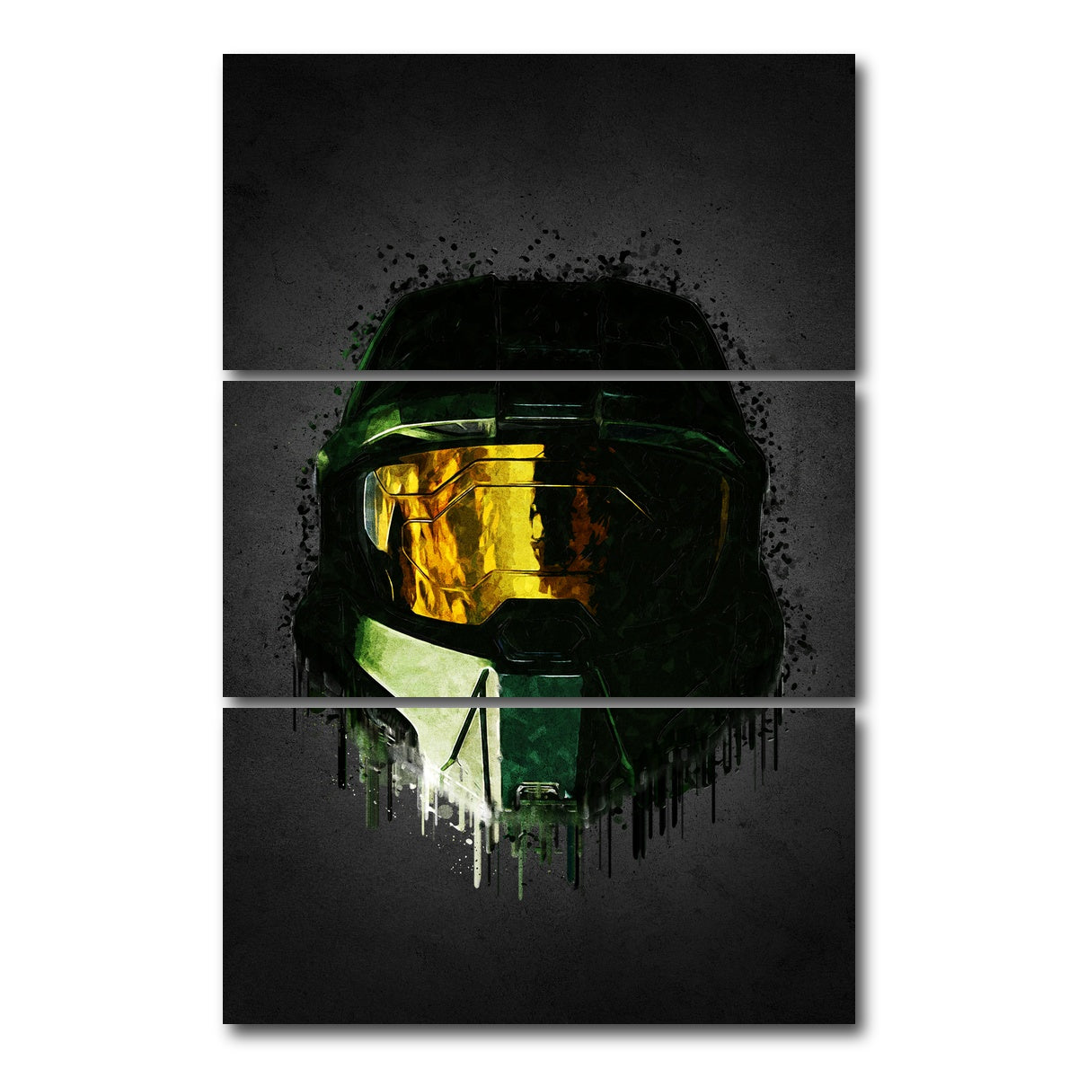 AUTO-MOCKUP WHITE | Master Chief Portrait | 3 Piece | Gallery Wrap Canvas | group=12x24_stacked