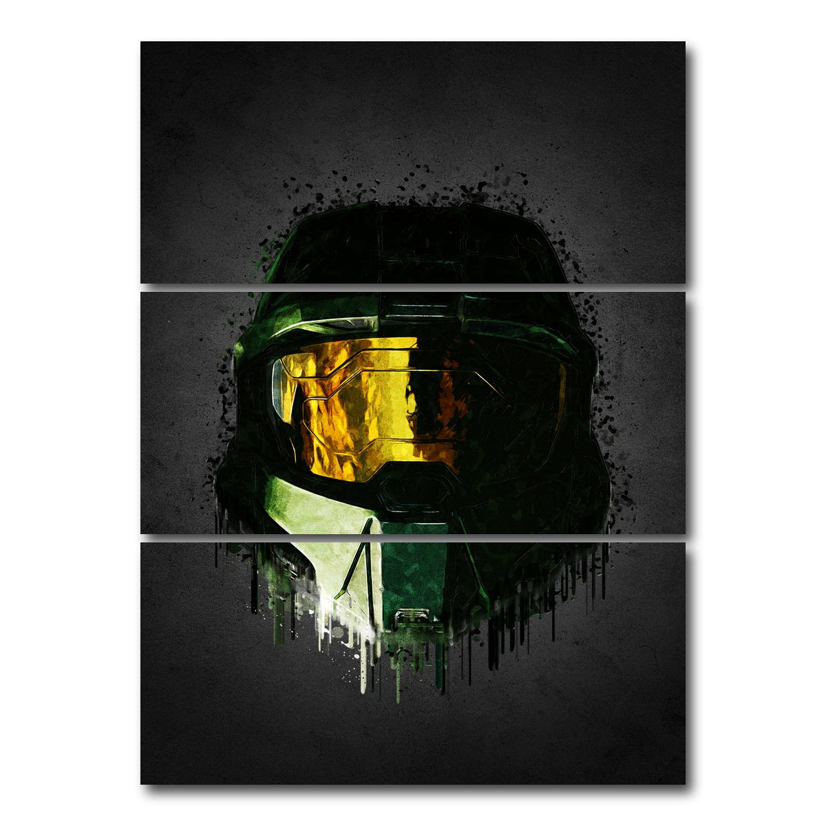 AUTO-MOCKUP WHITE | Master Chief Portrait | 3 Piece | Gallery Wrap Canvas | group=8x18_stacked