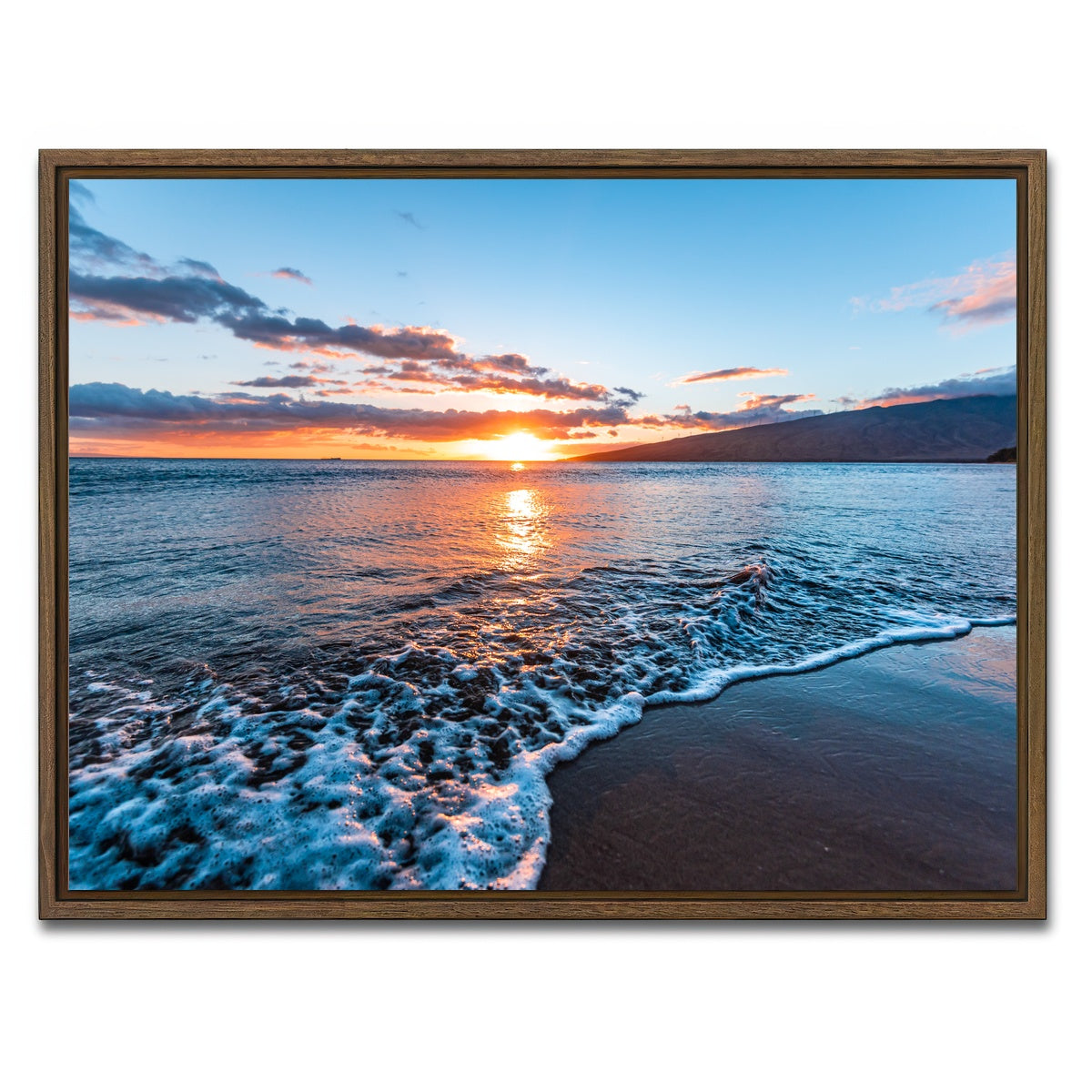 AUTO-MOCKUP WHITE | Maui Beach Sunset | 1 Piece | Walnut Framed Canvas | group=4x3