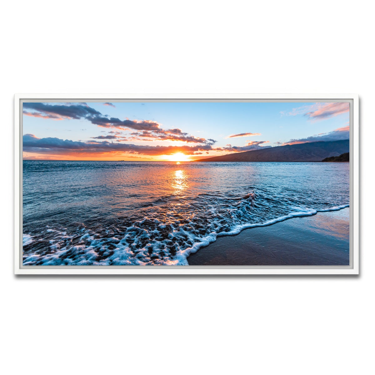 AUTO-MOCKUP WHITE | Maui Beach Sunset | 1 Piece | White Framed Canvas | group=2x1