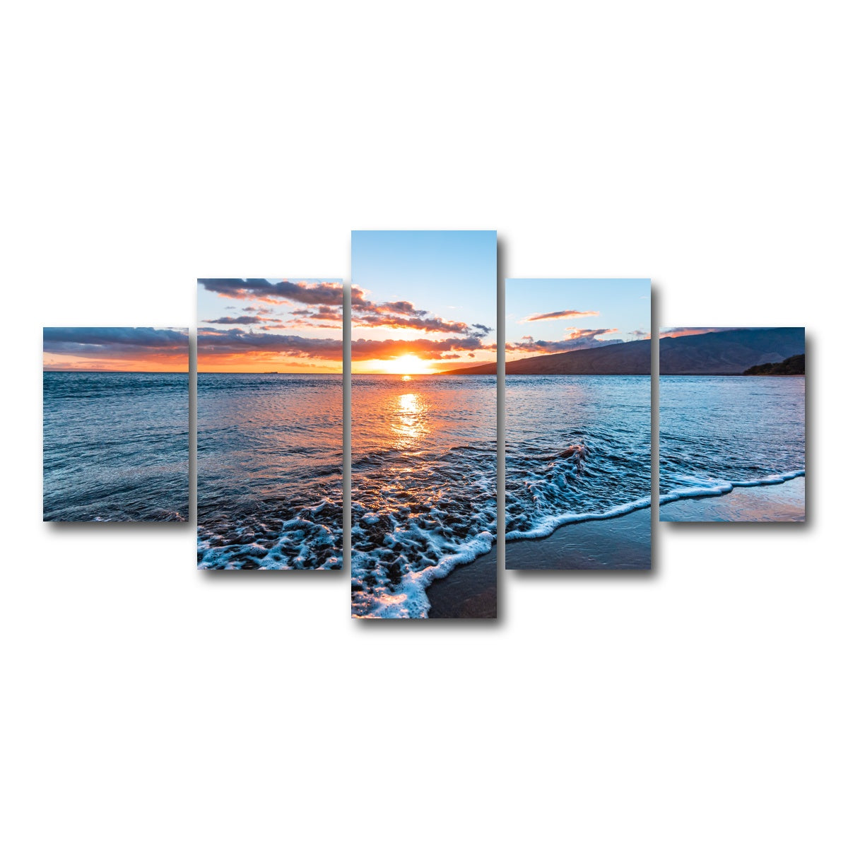 AUTO-MOCKUP WHITE | Maui Beach Sunset | 5 Piece | Gallery Wrap Canvas | group=5_short