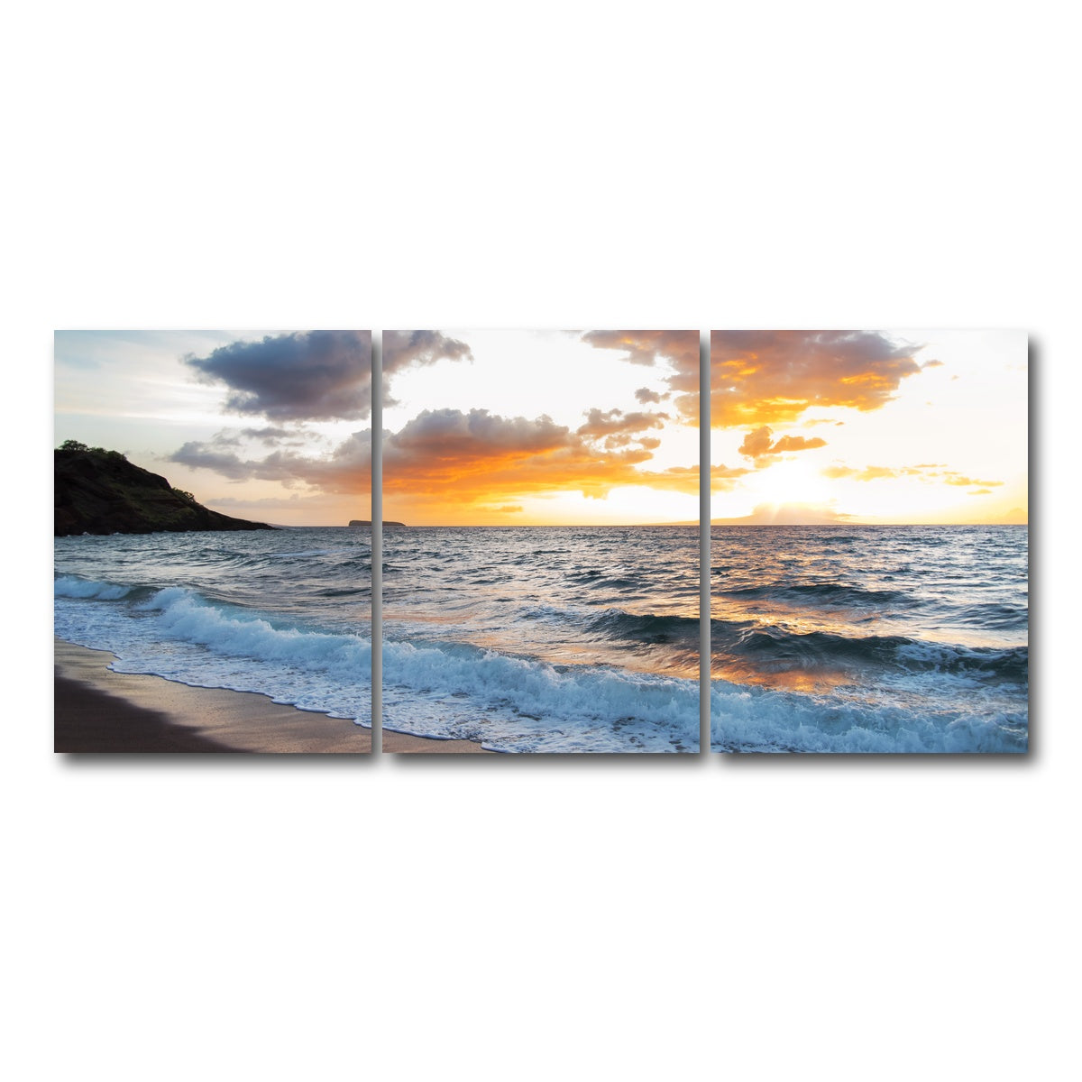 AUTO-MOCKUP WHITE | Maui Black Sand | 3 Piece | Gallery Wrap Canvas | group=18x24