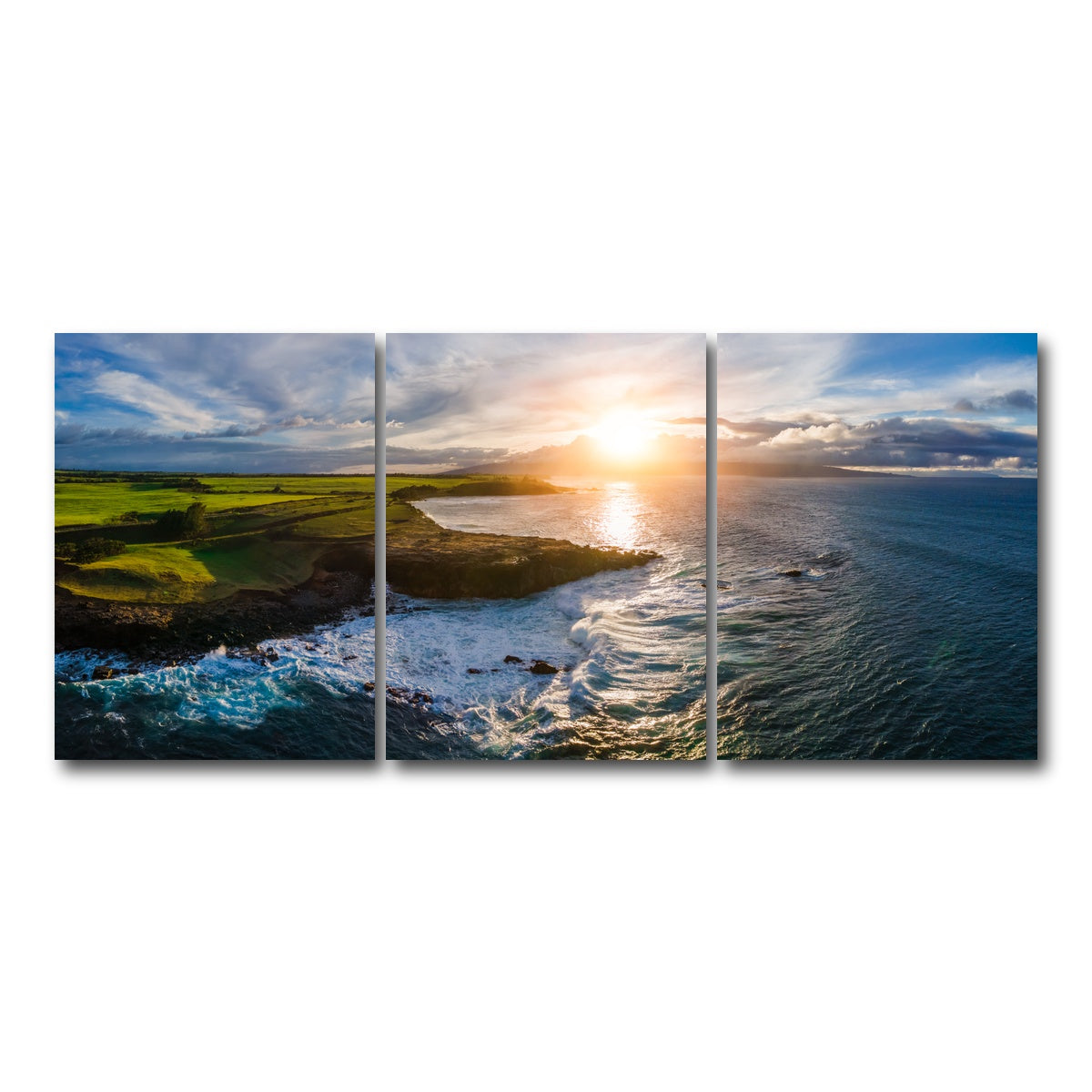 AUTO-MOCKUP WHITE | Maui Coast Sunny | 3 Piece | Gallery Wrap Canvas | group=18x24