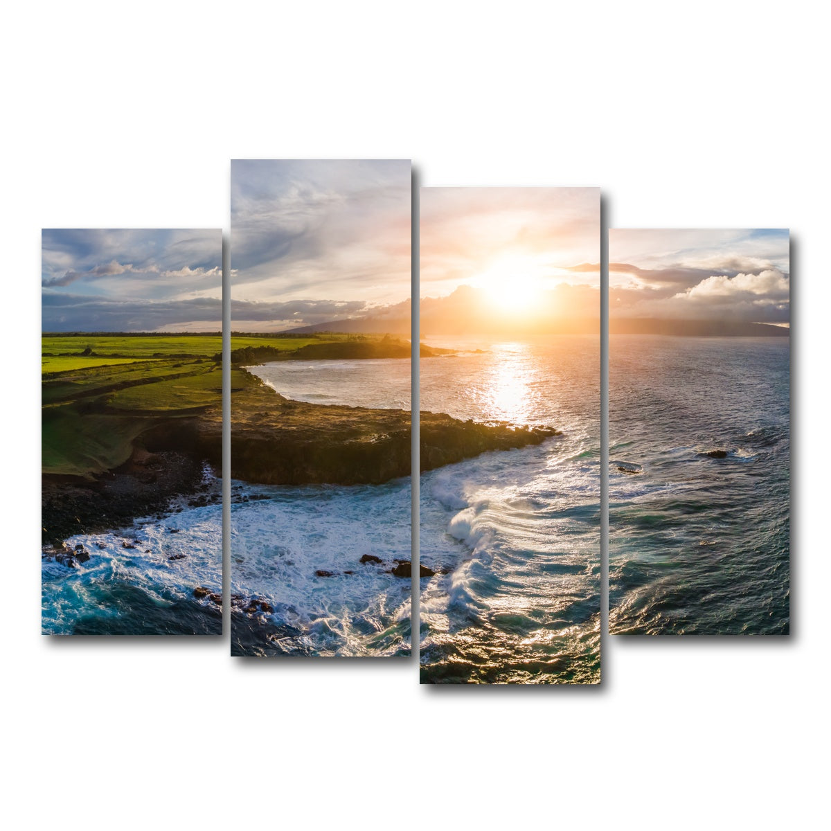 AUTO-MOCKUP WHITE | Maui Coast Sunny | 4 Piece | Gallery Wrap Canvas | group=4_normal