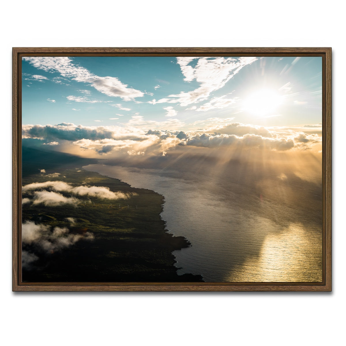 AUTO-MOCKUP WHITE | Maui From Above | 1 Piece | Walnut Framed Canvas | group=4x3