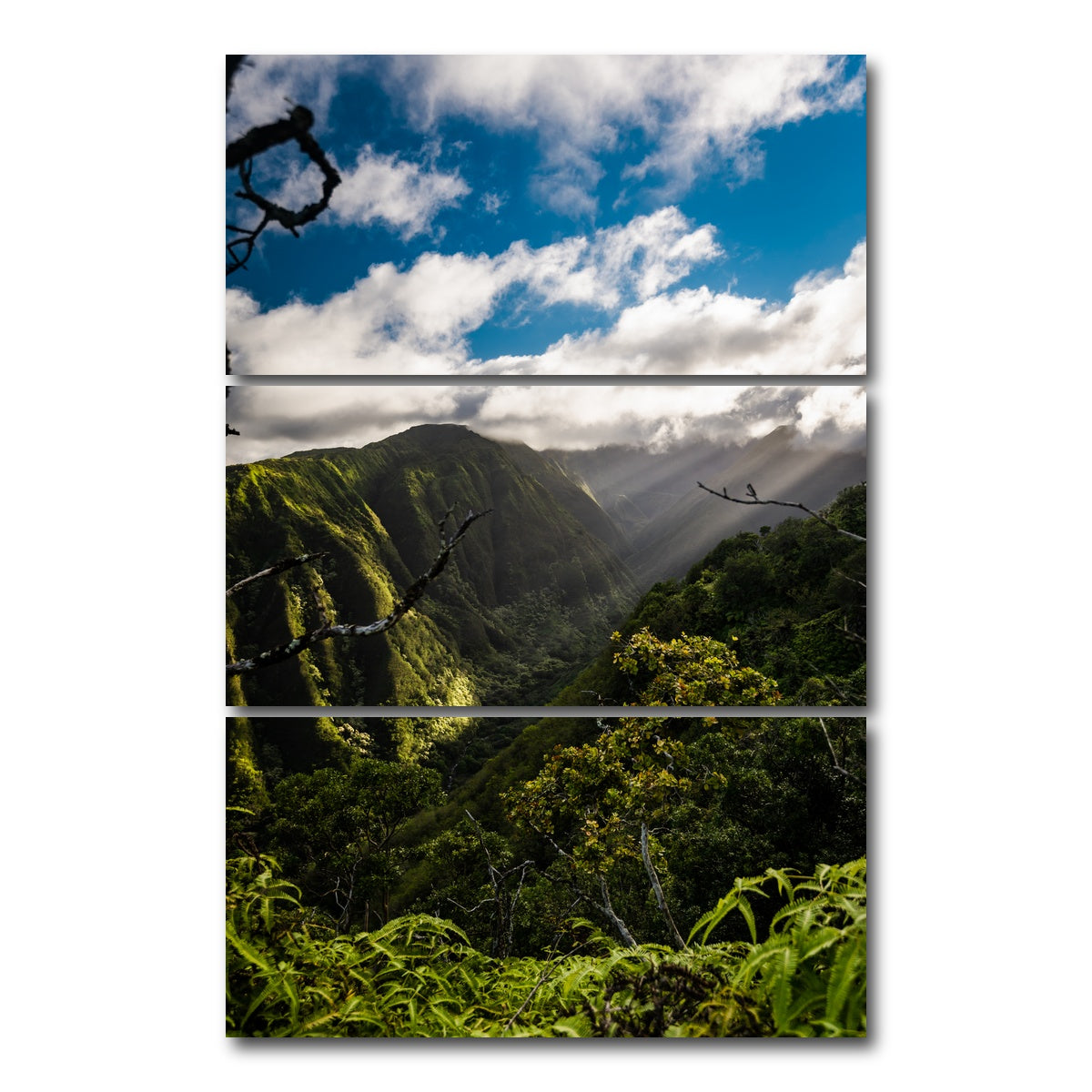 AUTO-MOCKUP WHITE | Maui Landscape | 3 Piece | Gallery Wrap Canvas | group=12x24_stacked