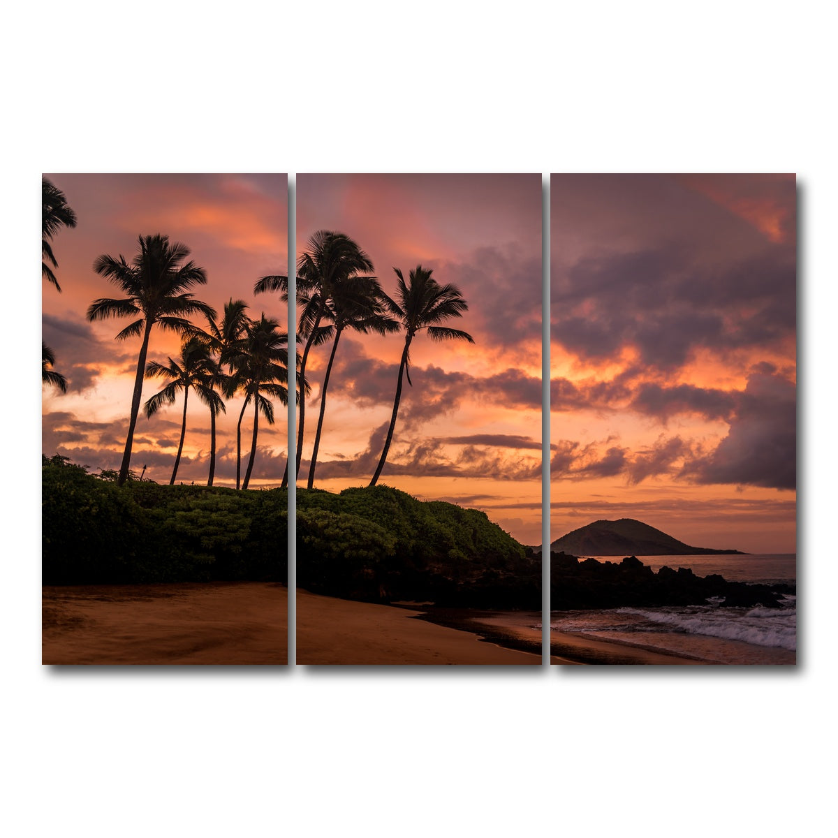 AUTO-MOCKUP WHITE | Maui Morning | 3 Piece | Gallery Wrap Canvas | group=12x24