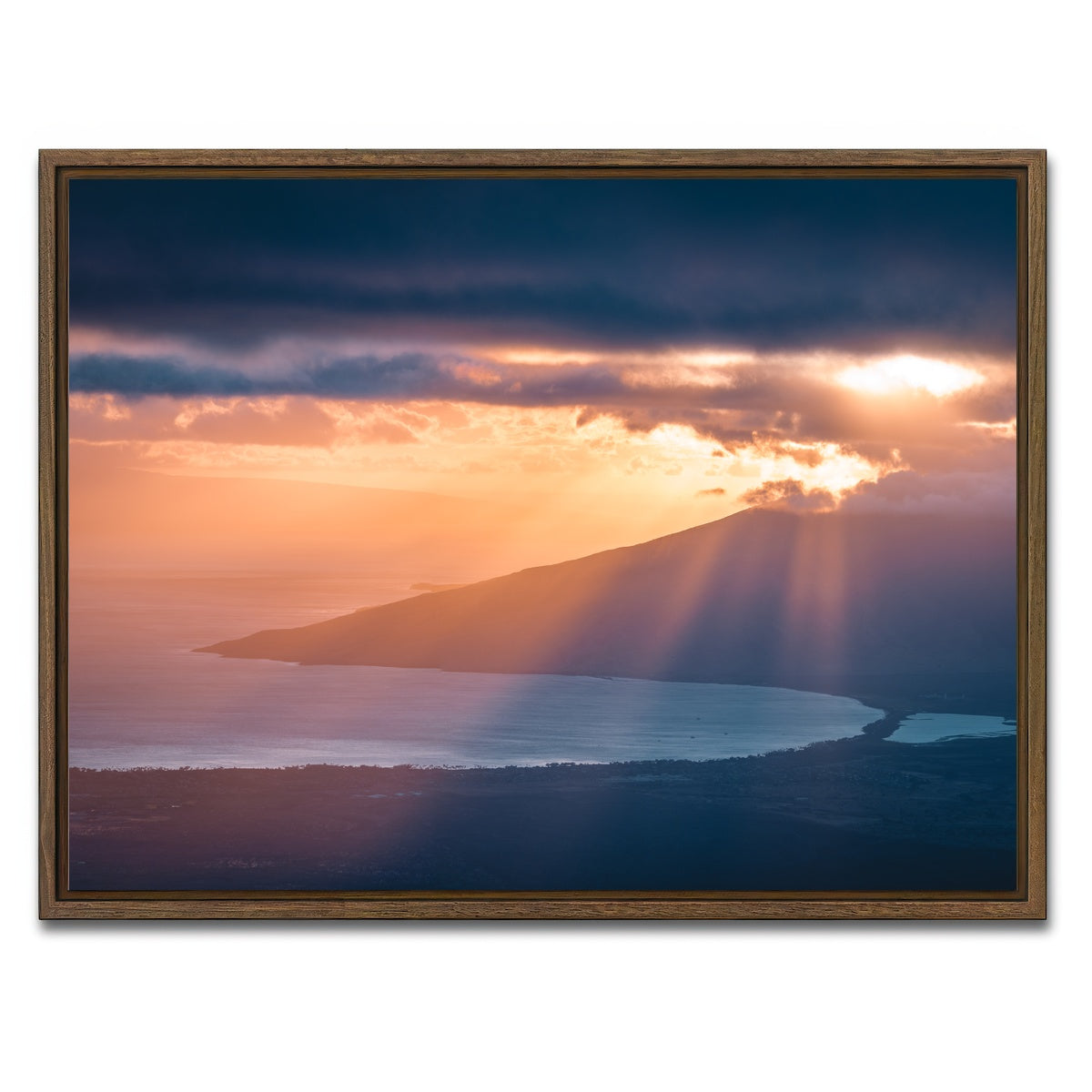 AUTO-MOCKUP WHITE | Maui Sun Rays | 1 Piece | Walnut Framed Canvas | group=4x3
