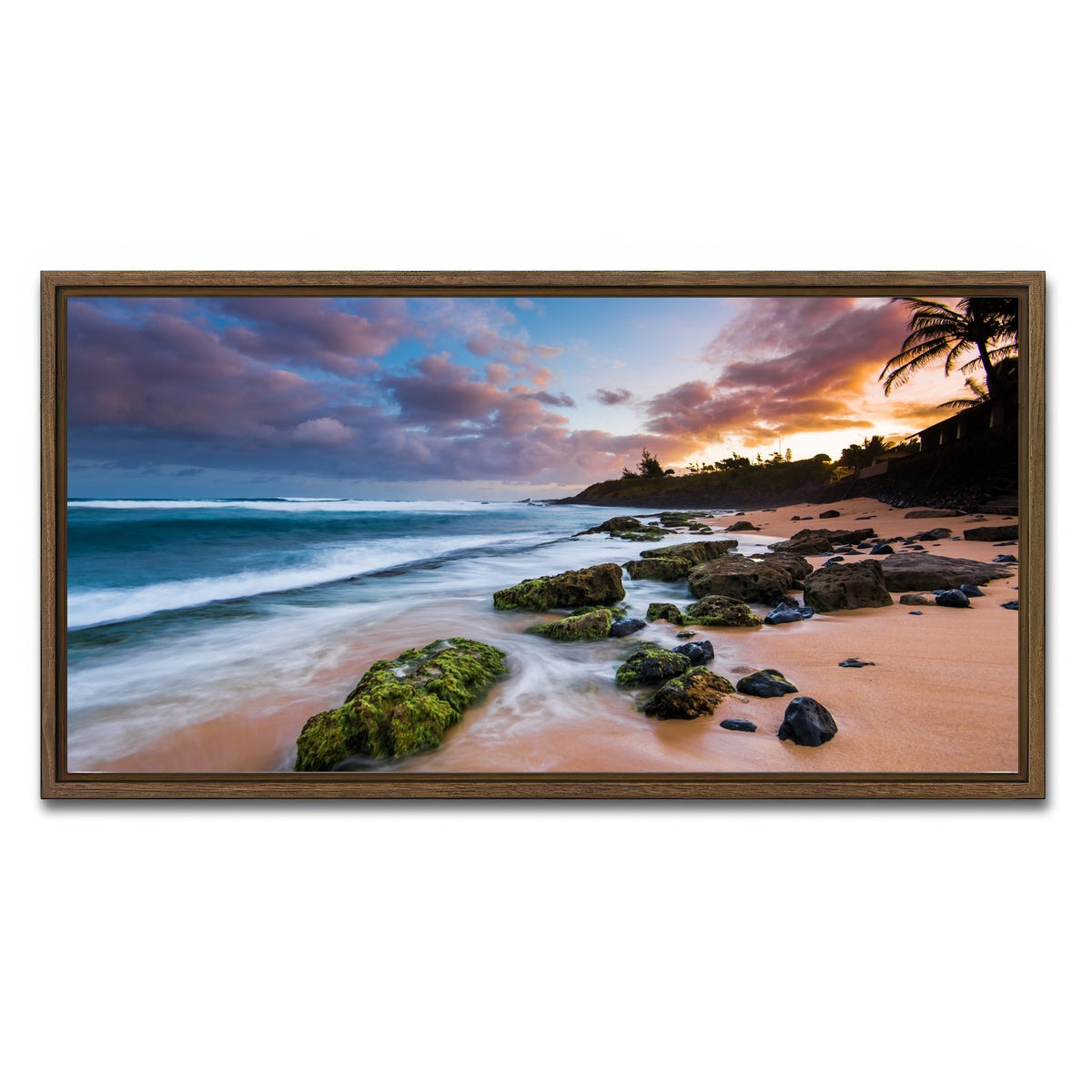 AUTO-MOCKUP WHITE | Maui Sunrise | 1 Piece | Walnut Framed Canvas | group=2x1