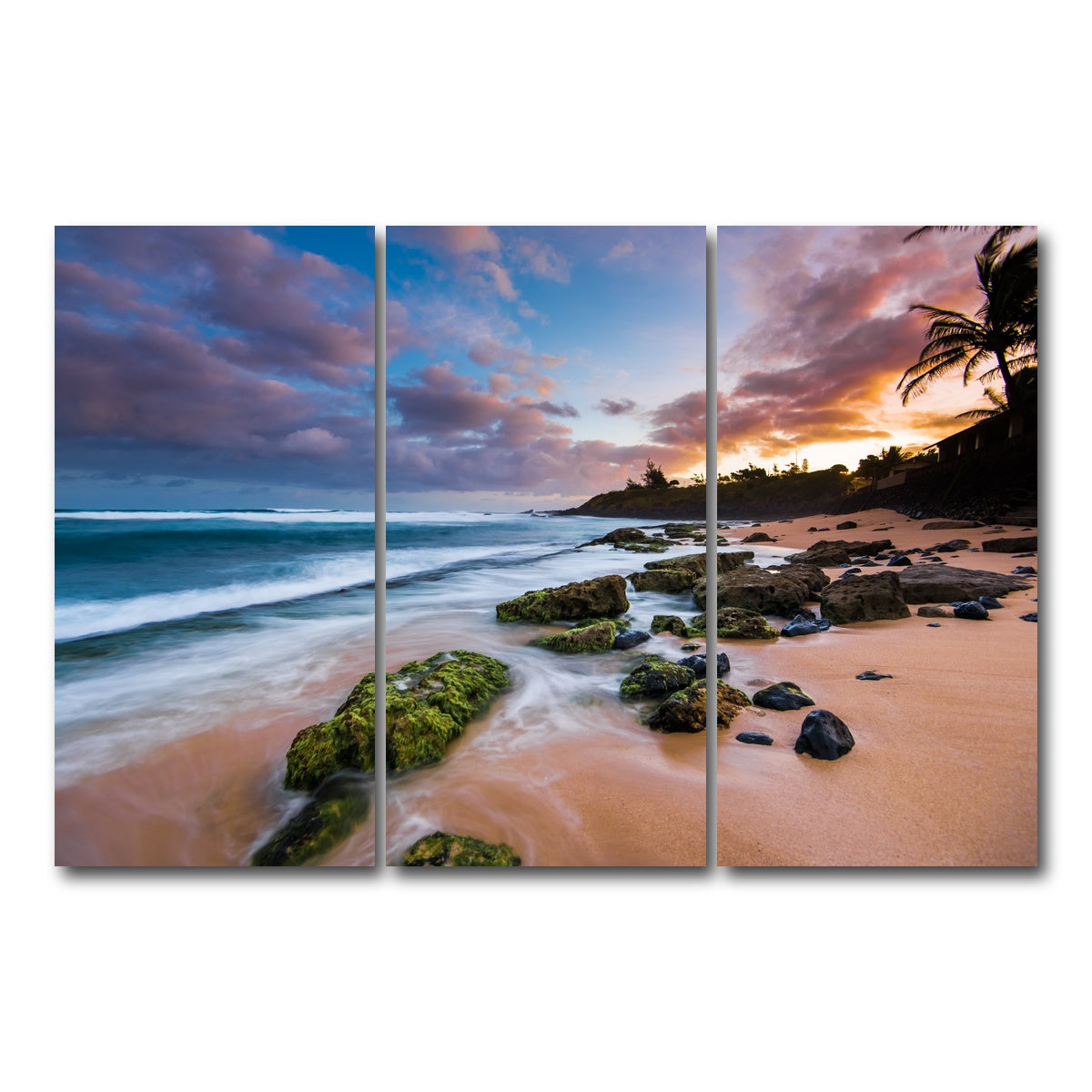 AUTO-MOCKUP WHITE | Maui Sunrise | 3 Piece | Gallery Wrap Canvas | group=12x24