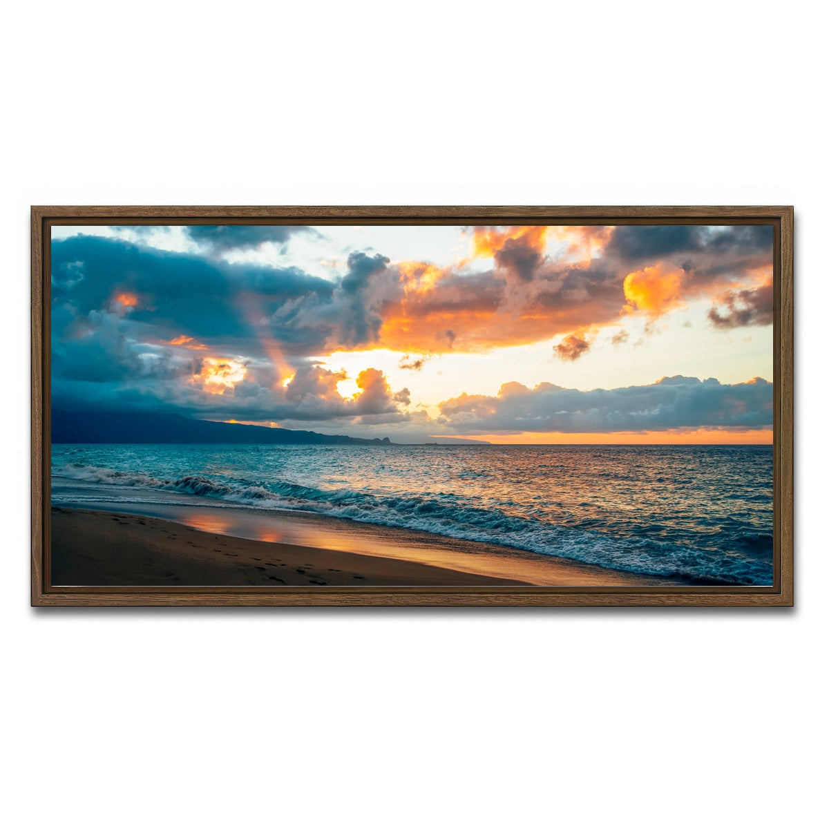 AUTO-MOCKUP WHITE | Maui Sunset | 1 Piece | Walnut Framed Canvas | group=2x1