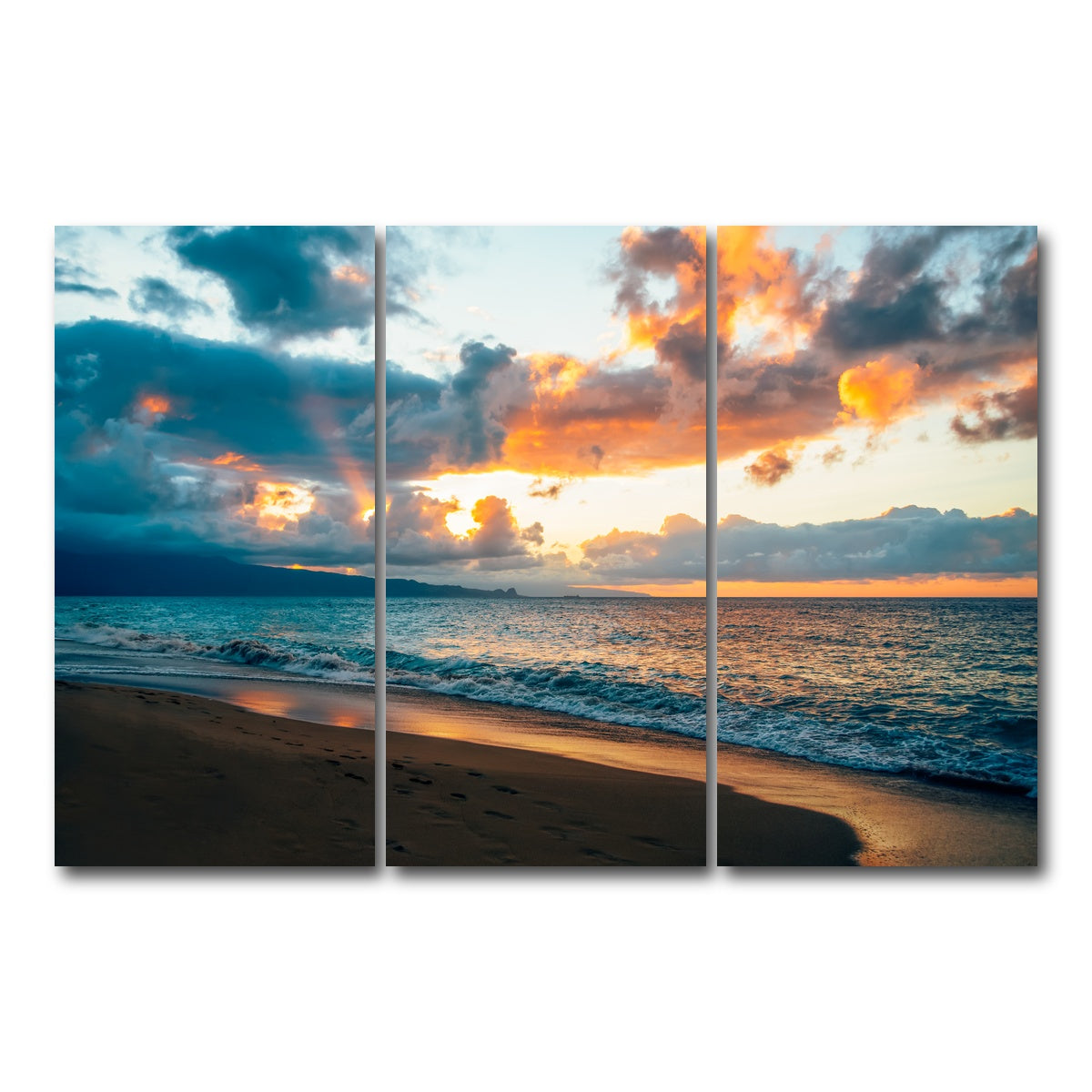 AUTO-MOCKUP WHITE | Maui Sunset | 3 Piece | Gallery Wrap Canvas | group=12x24