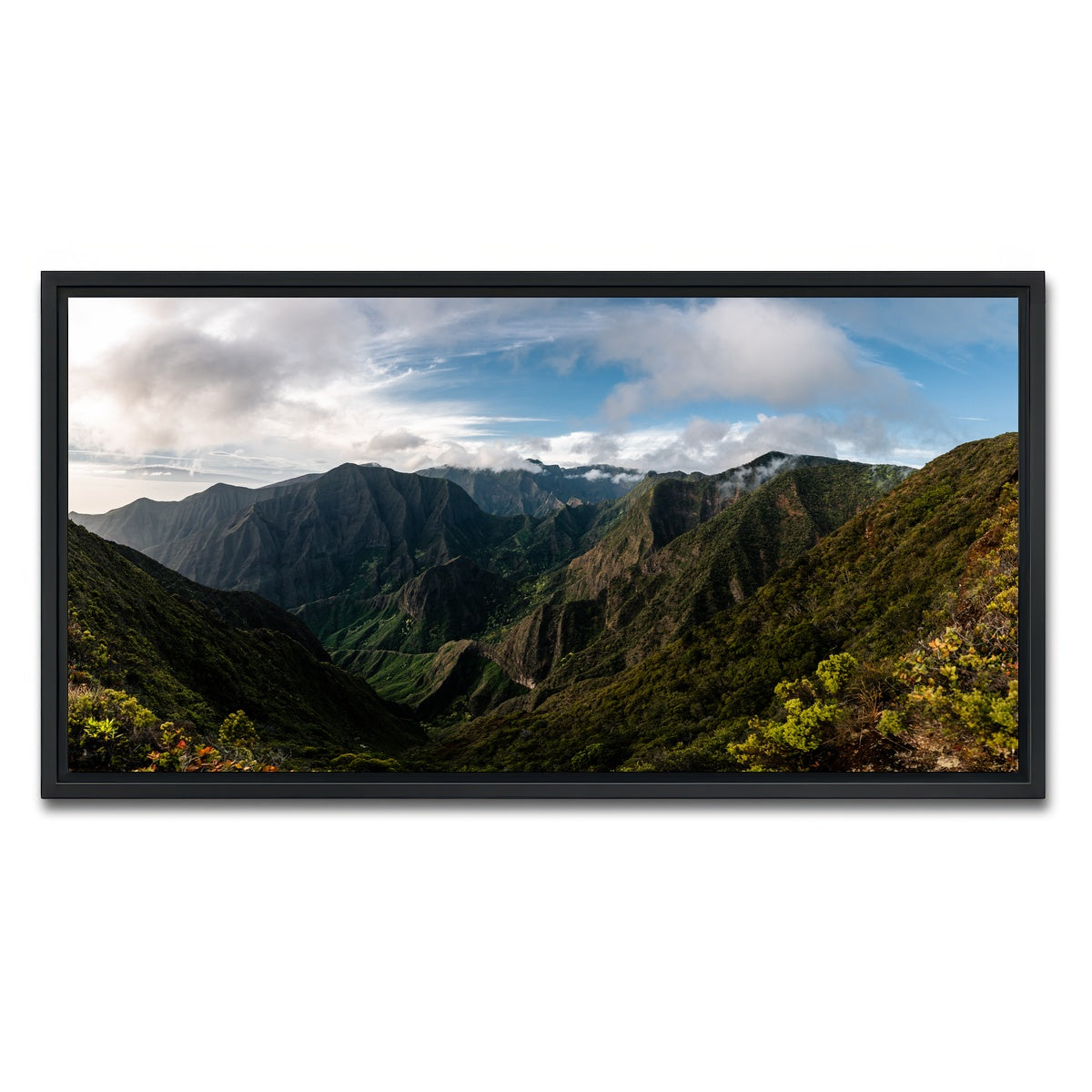AUTO-MOCKUP WHITE | Maui Valley Panorama | 1 Piece | Black Framed Canvas | group=2x1