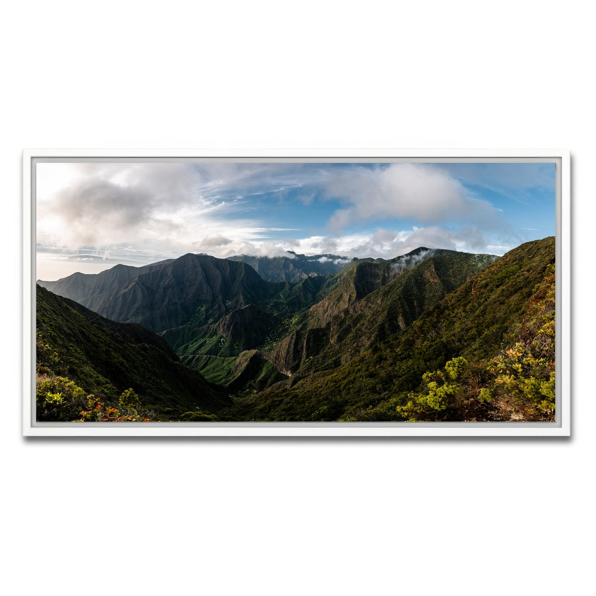 AUTO-MOCKUP WHITE | Maui Valley Panorama | 1 Piece | White Framed Canvas | group=2x1